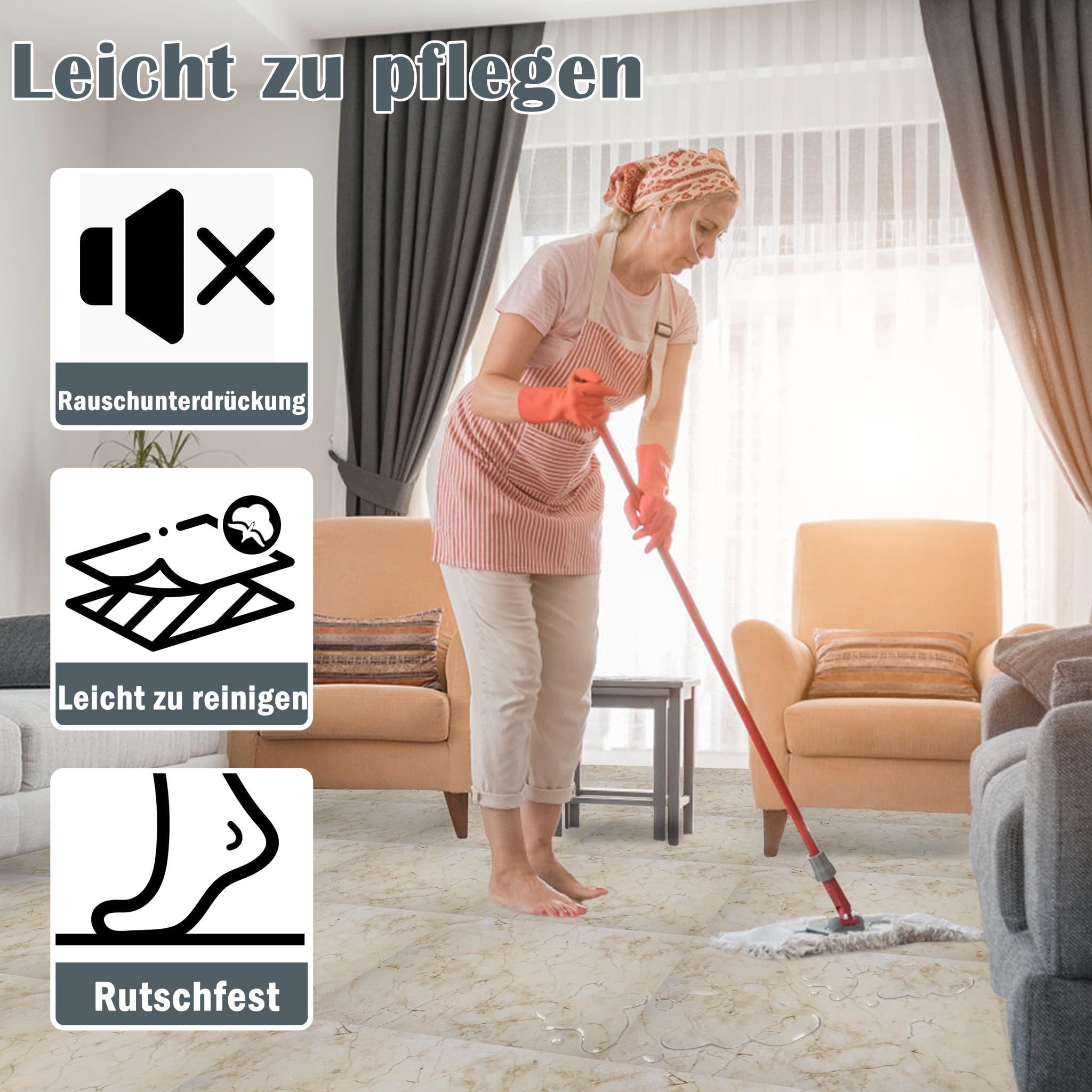 FIVMEN Vinylboden PVC Bodenbelag Selbstklebend Vinylboden Bodenfliesen 30cm×30cm, 27 Stück, 2.51m², Fliesenaufkleber Rutschfeste Venylbodenbelag für Schlafzimmer, Küche