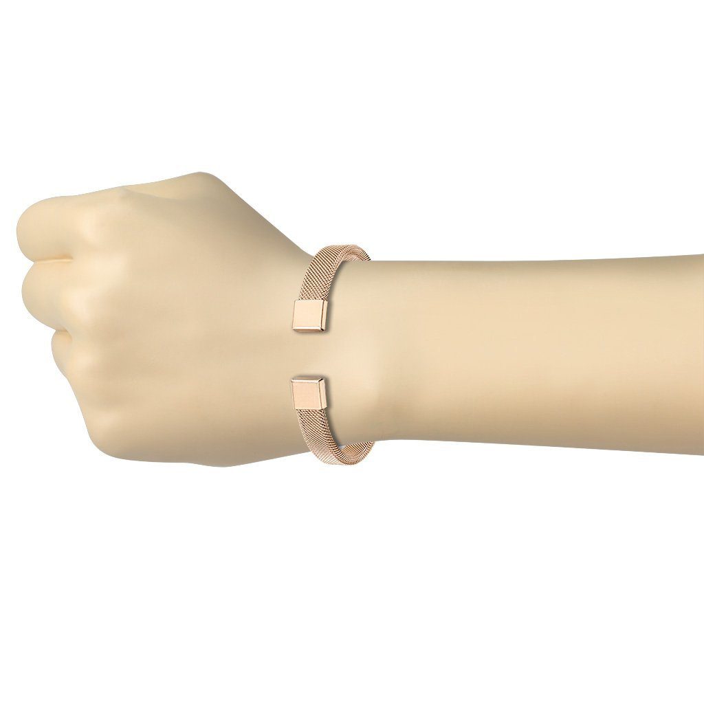 Armband, Edelstahl flexibles Bracelet aus BUNGSA Armschmuck (1 1-tlg), Damen Armreifen Maschengeflecht Armband Roségold