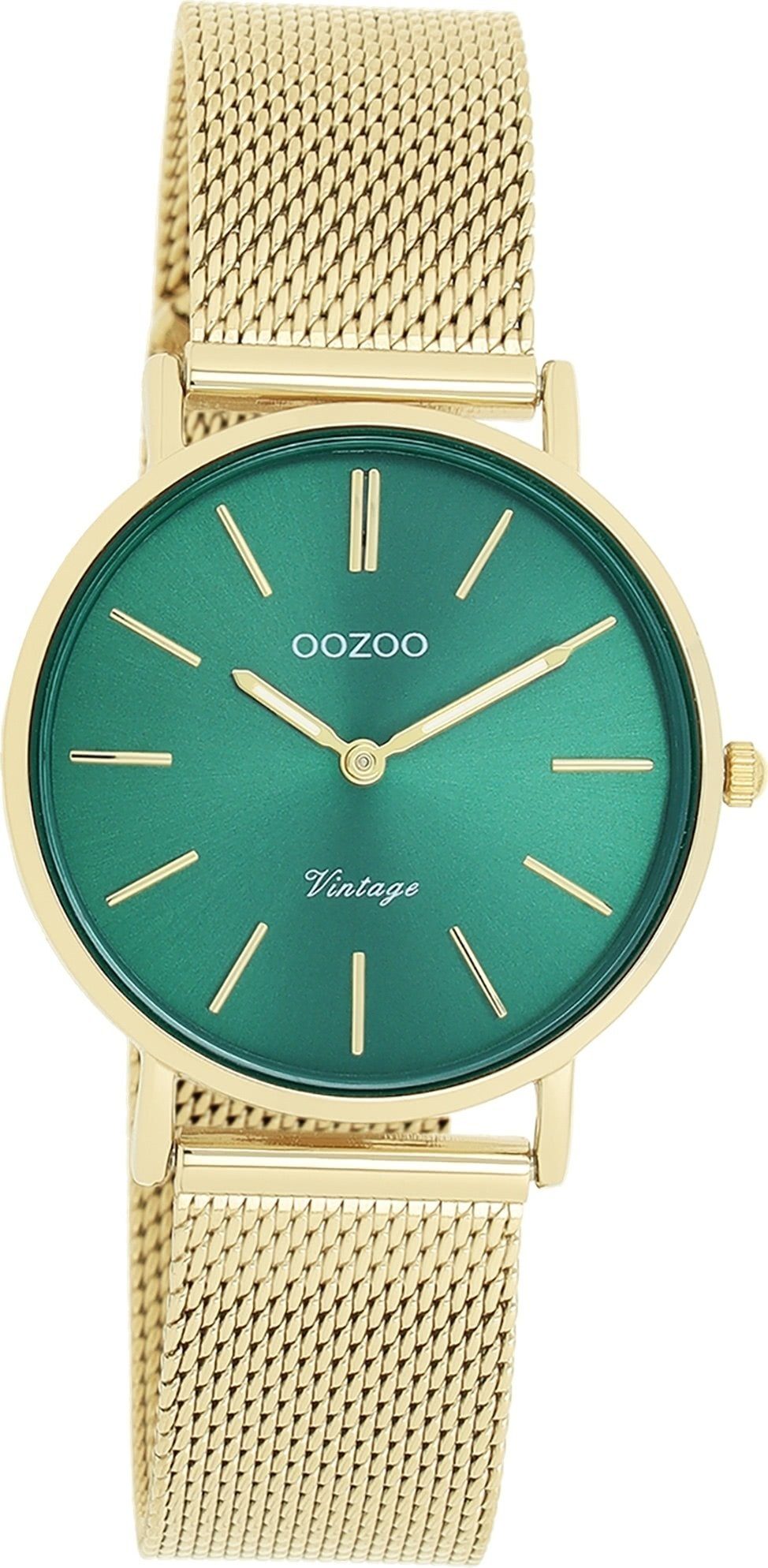 OOZOO Quarzuhr Oozoo (ca. rund, Series, Casual-Style Metall, mittel Vintage Damen Mesharmband, Armbanduhr 32mm) Damenuhr