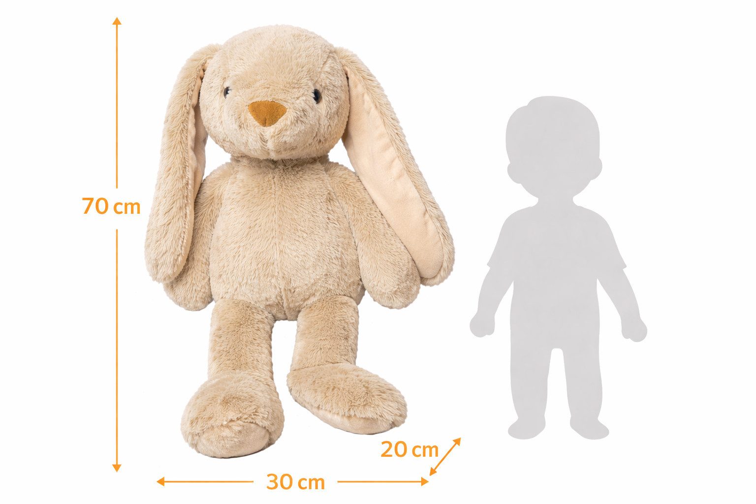 soma Kuscheltier Kuscheltier Hase XXL 70 cm Plüschtier mit langen Schlappohren weich (Set, 1-St., Geschenk-Set), Extra großes Kuscheltier mit flauschigem Plüsch und langen Ohren