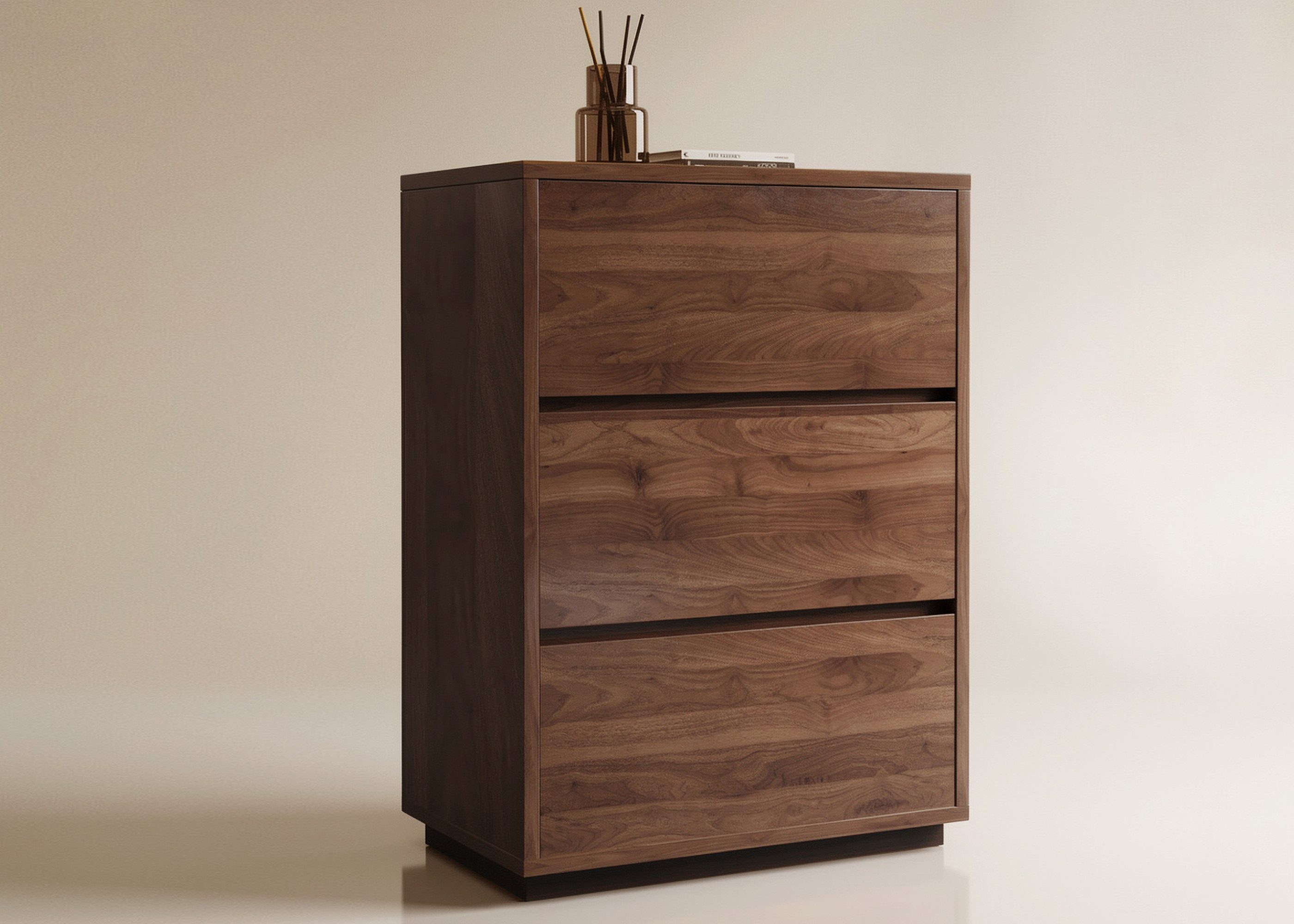 oleyluckidea Tresenkommode Kommode 3 Schubladen, modern, Nussfarbe, für Wohn- & Schlafzimmer (Set), Breite 60 cm