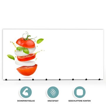 Primedeco Garderobenpaneel Magnetwand und Memoboard aus Glas Tomaten Mozzarella Schnitze