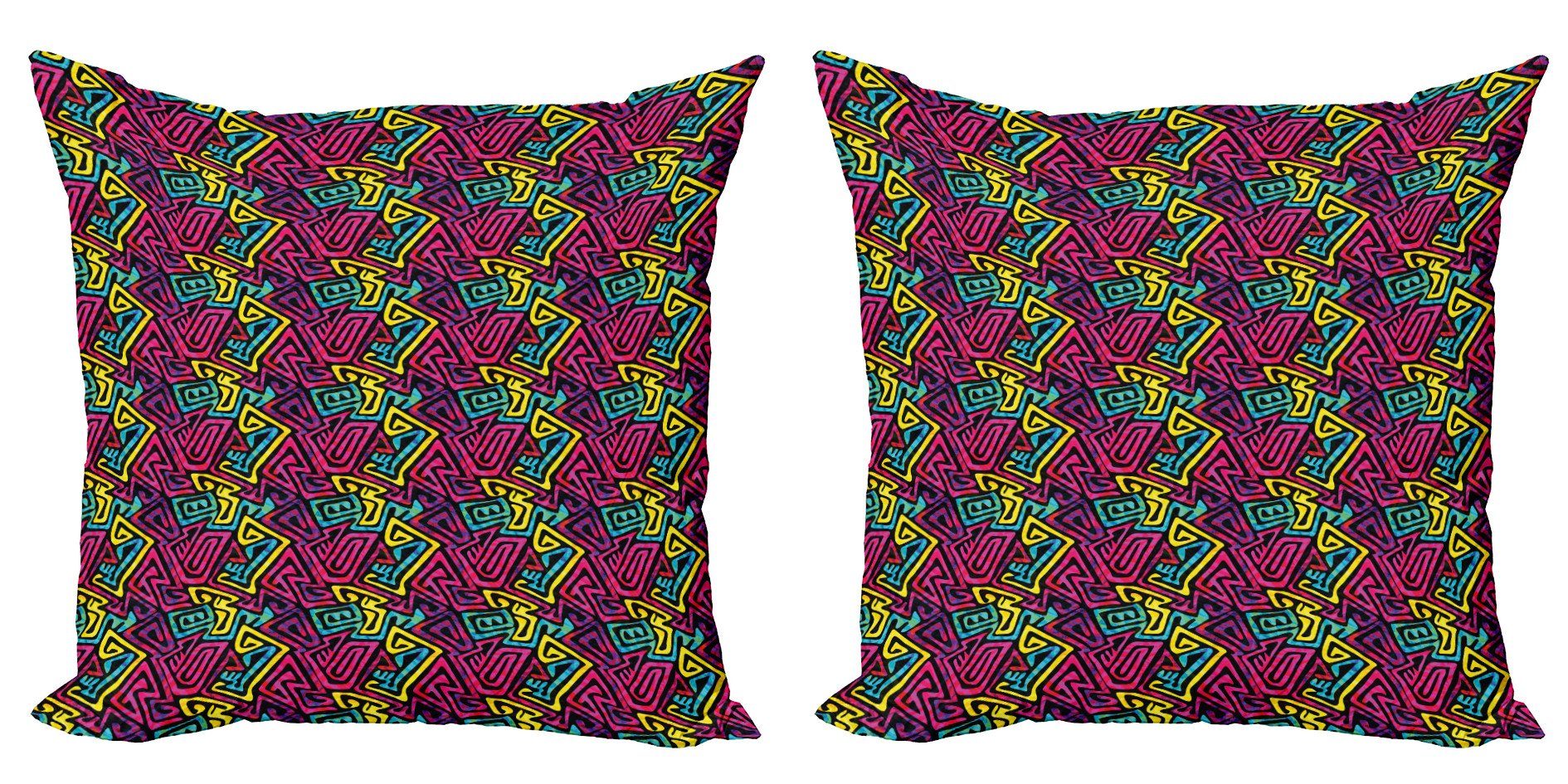 Kissenbezüge Modern Accent Doppelseitiger Digitaldruck, Abakuhaus (2 Stück), irre Moderner buntes Labyrinth Entwurf