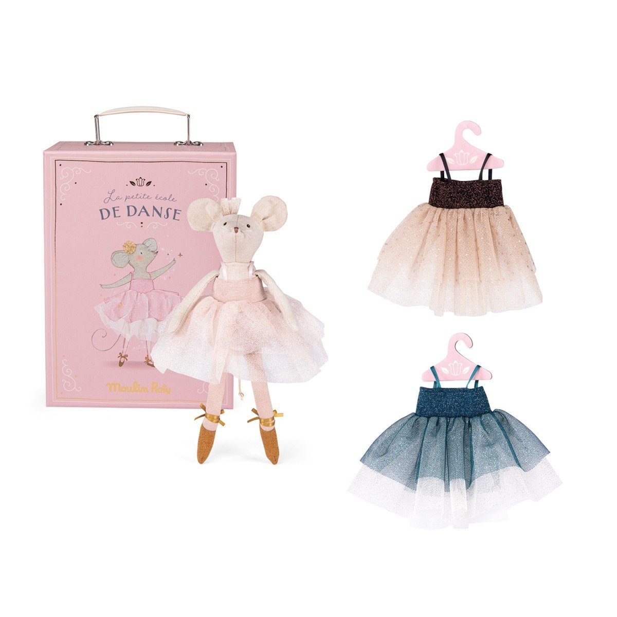 Moulin Roty Puppenkleiderschrank Schrankkoffer Tutu Kleiderschrank Stofftier Maus Ballerina