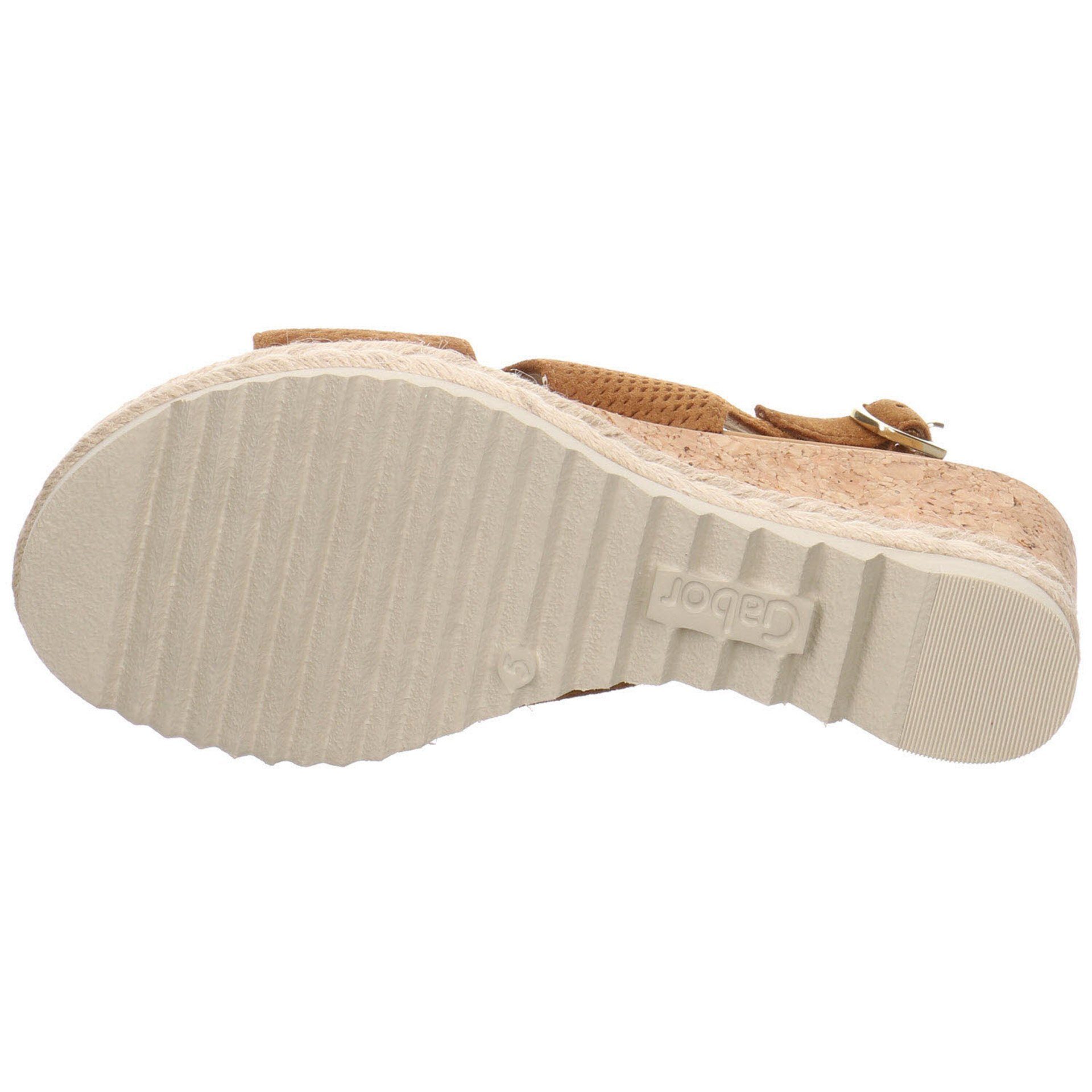 camel Damen Veloursleder Bequem Fußbett (Jute) Plateausandale Freizeit Sandalen Gabor Sandalette