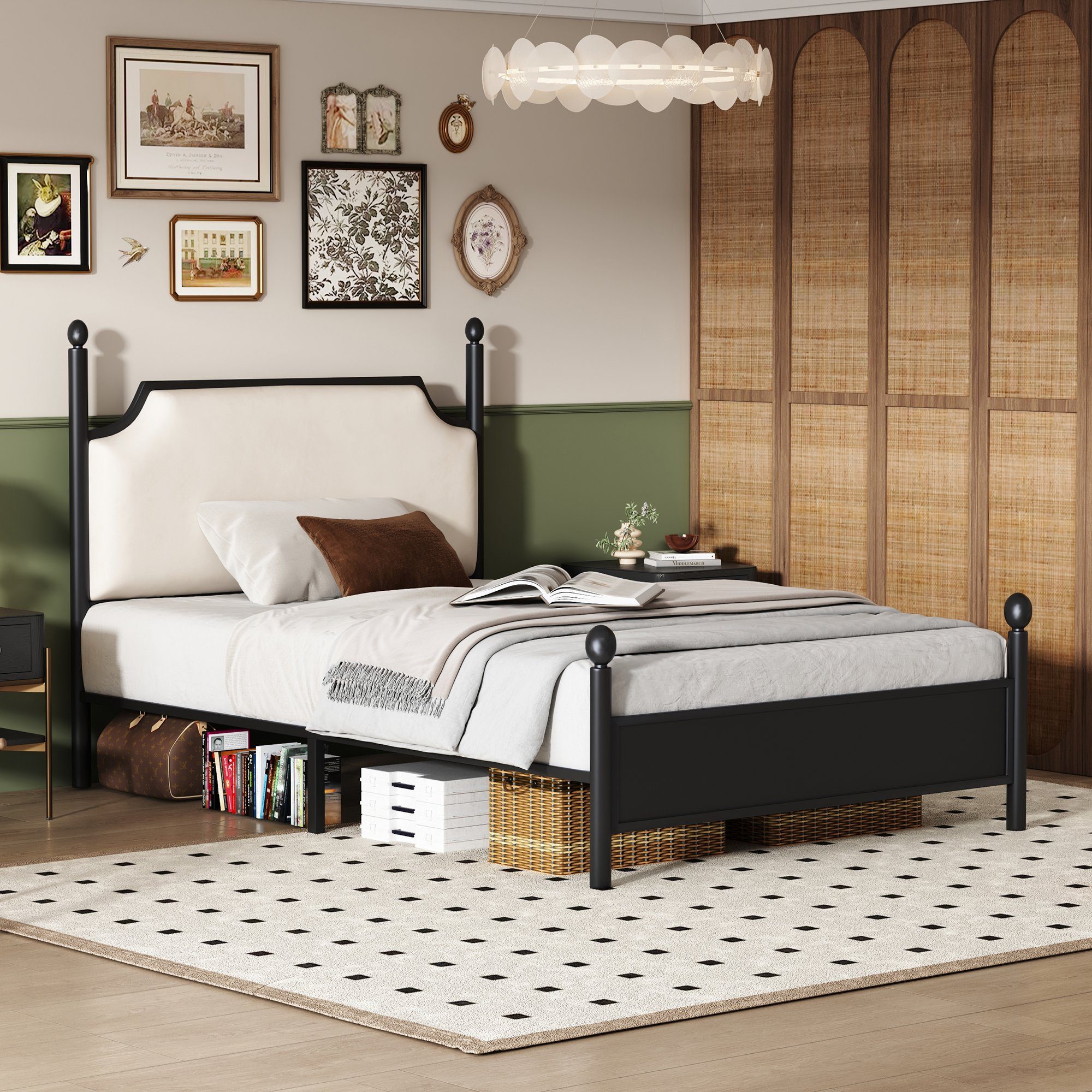 Metallbett (Einzelbett), mit Kopfteil und Lattenrost, 90x200 cm