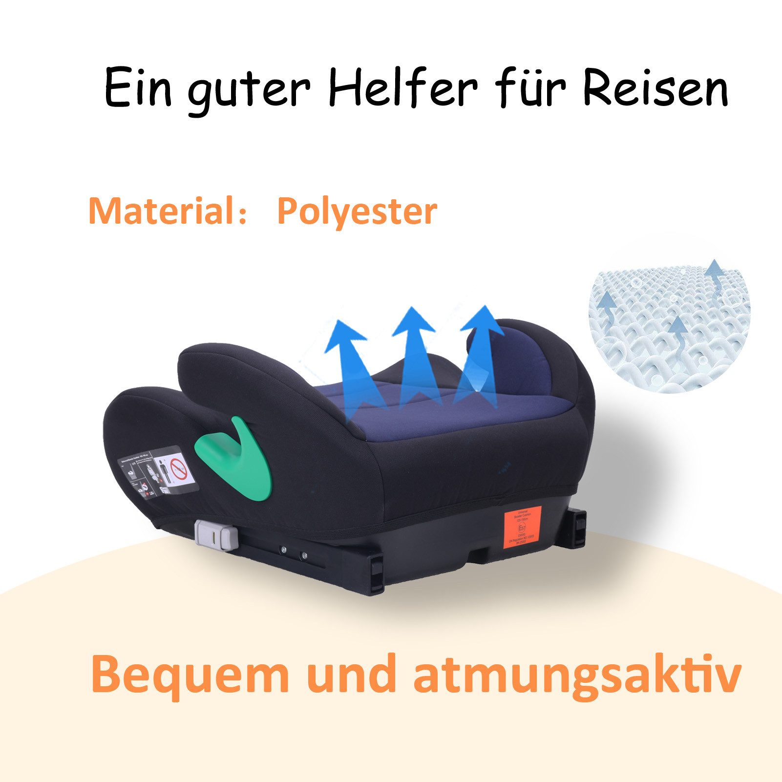 Yalion Kindersitzerhöhung YALION Kindersitzerhöhung mit ISOFIX ECE R129 (i-Size) für Kinder, ab: ca.6Jahren, bis: 10Jahren, (3-Punkt-Gurt), i-Size Sitzerhöhunge – Bild 3 von 5