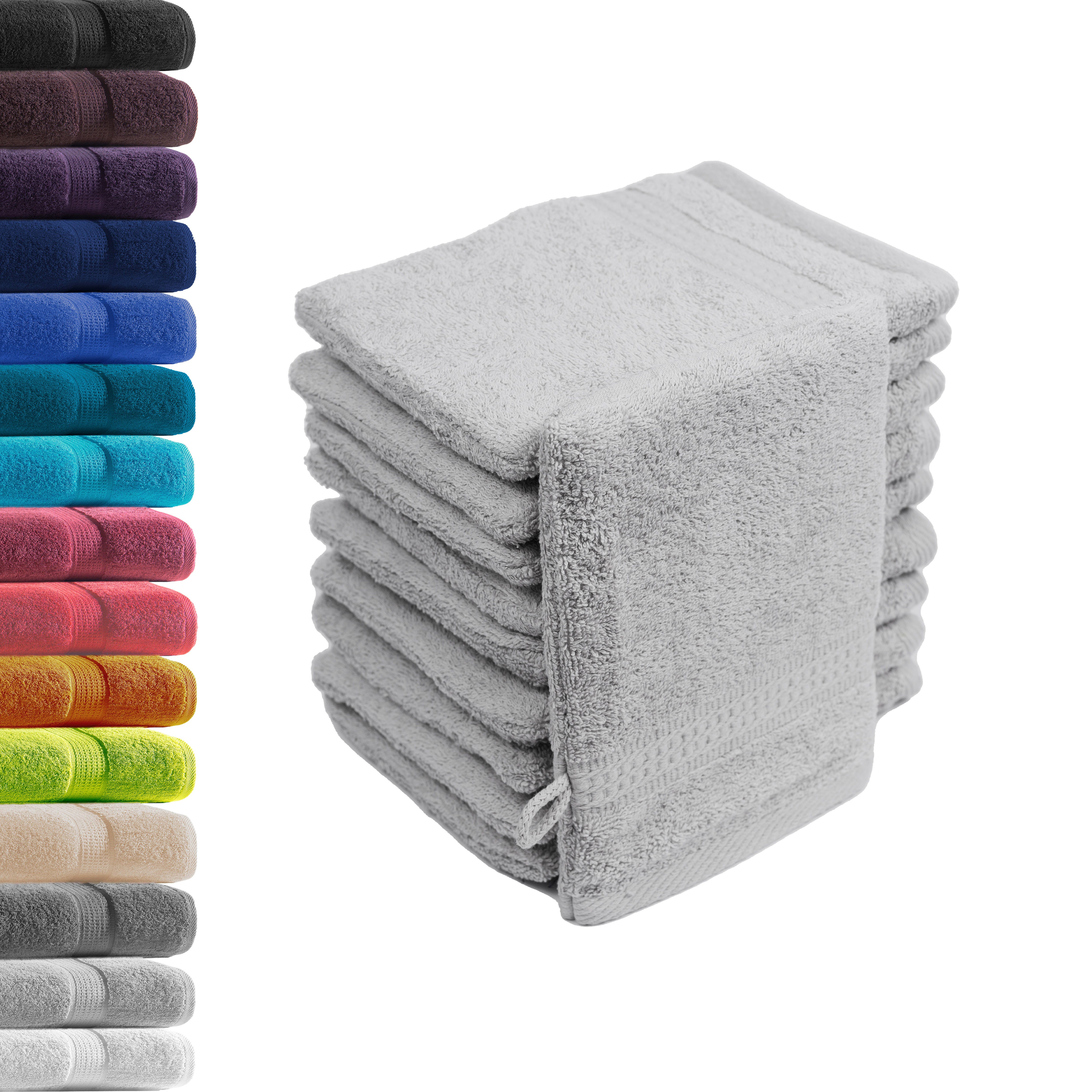 Hometex Premium Textiles Waschhandschuh in Premium Qualität 500 g/m², Feinster Frottier-Stoff 100% Baumwolle, (10er Set), weich, saugfähig, extra schwer & flauschig - TEST BILD TOP MARKE 2025