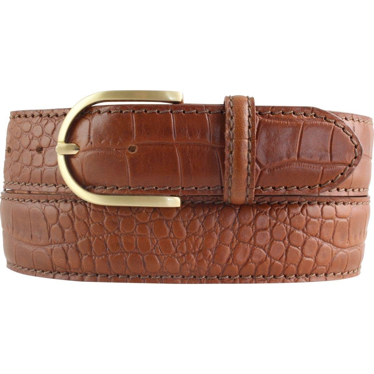 für Damen BELTINGER Ledergürtel mit Tabac, cm Krokoprägung Damen-Gürtel 4 Gold - 40mm Leder-Gürtel Kroko