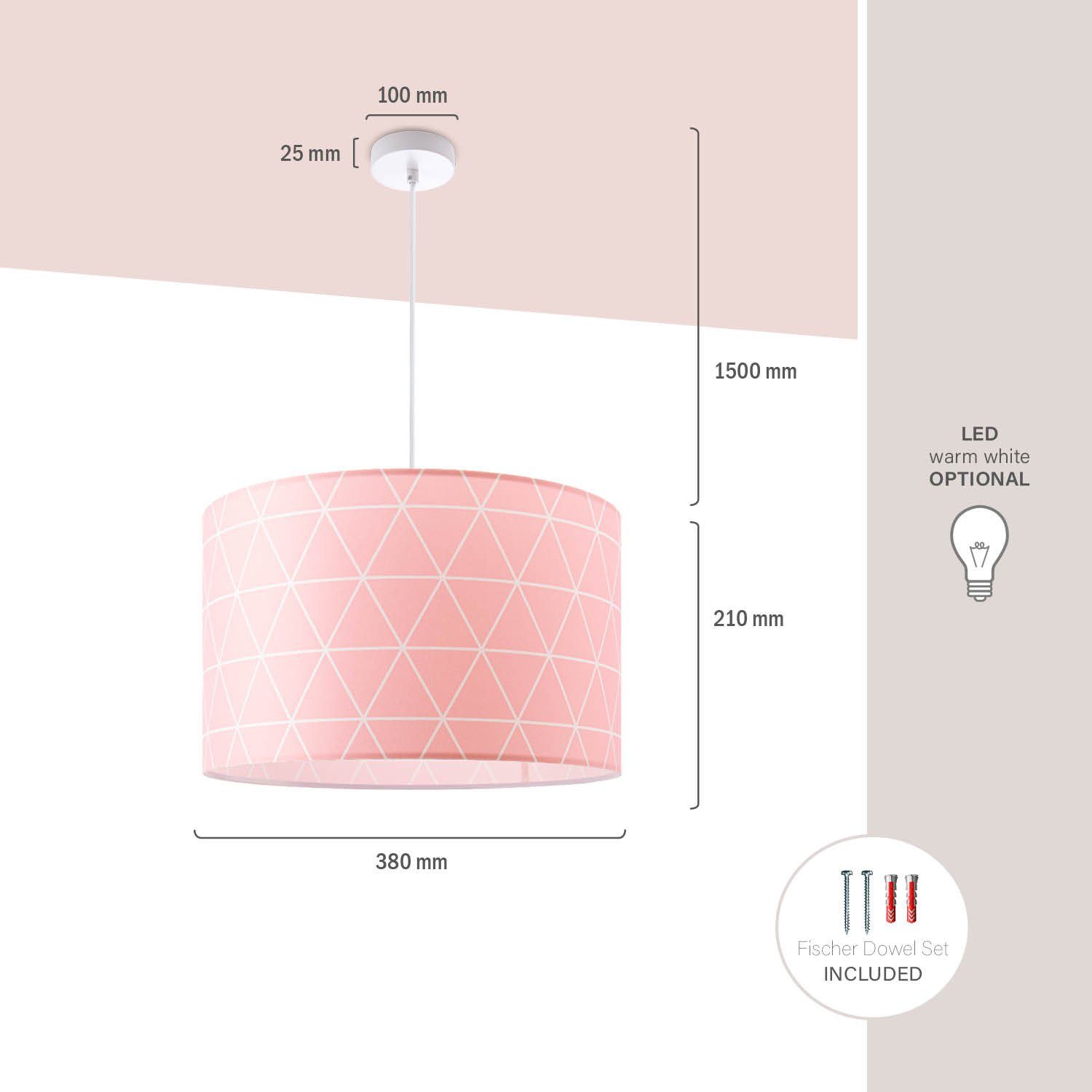 Rauten Stella E27 Skandi Home ohne Pendelleuchte Schlafzimmer 401, Paco Deckenlampe Wohnzimmer Leuchtmittel, Hängelampe