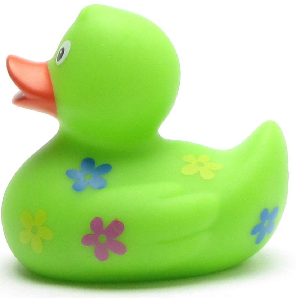 Badeente mit Duckshop Quietscheentchen Blumenmuster - Badespielzeug