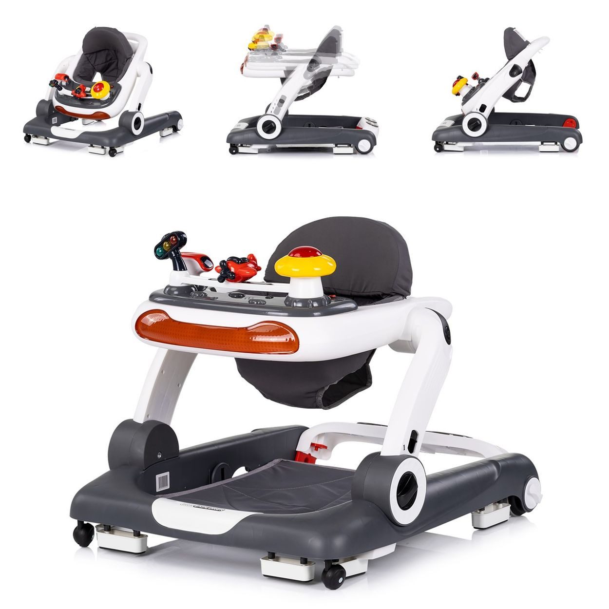Chipolino Lauflernhilfe little Explorer 4 in 1, Musikpanel, Activity-Center, Silikon-Stopper, höhenverstellbar