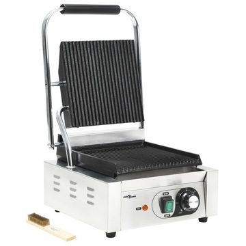 vidaXL Elektrogrill Gerillter Panini-Grill Edelstahl 1800 W 31x30,5x20 cm