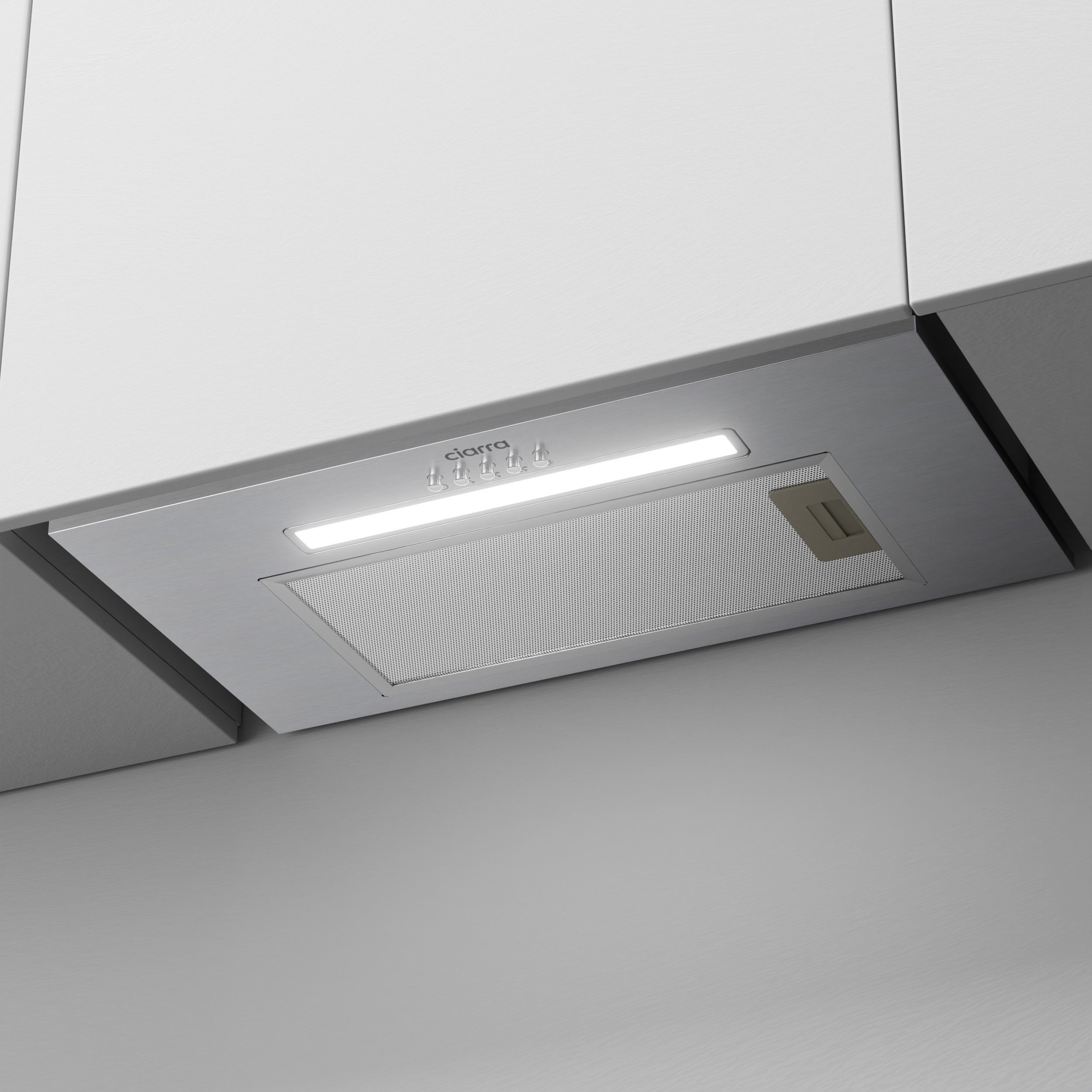 CIARRA Unterbauhaube 52 cm Einbauhaube leise für Küchenschrank 300 m³/h Abluft VMS5913D 52 cm Einbauhaube leise für Küchenschrank 300 m³/h Abluft VMS5913D, Einbau-Dunstabzugshaube aus Edelstahl 3 Stufen mit LED Druckknopf