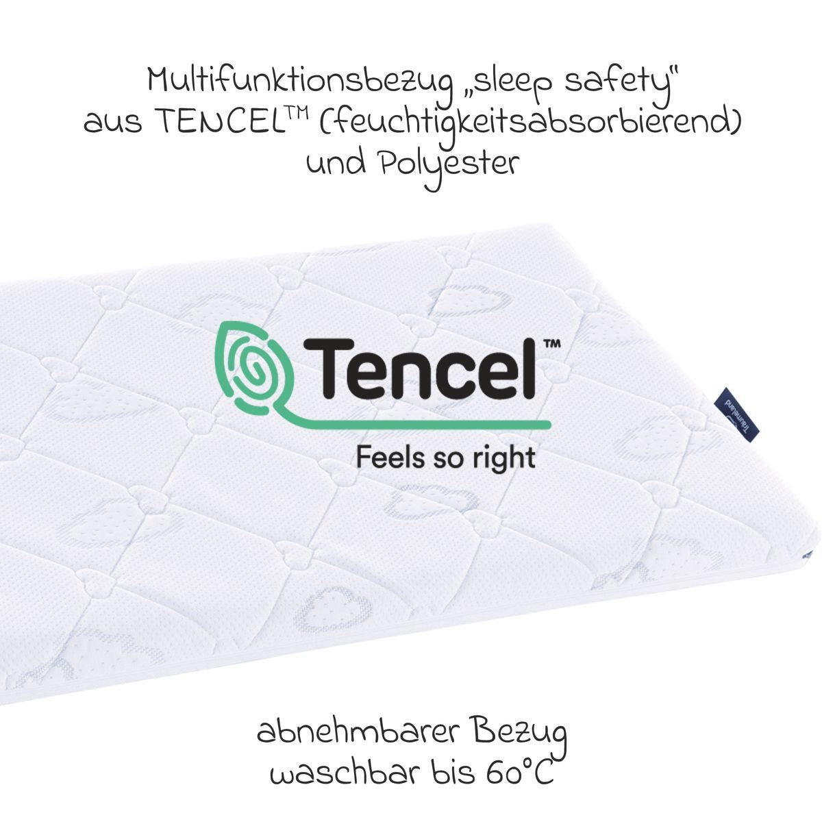 Babymatratze Brise Safety 40 x 90 cm, Träumeland, 5 cm hoch, Baby Matratze für Wiege, Babybett & Beistellbett mit TENCEL Bezug