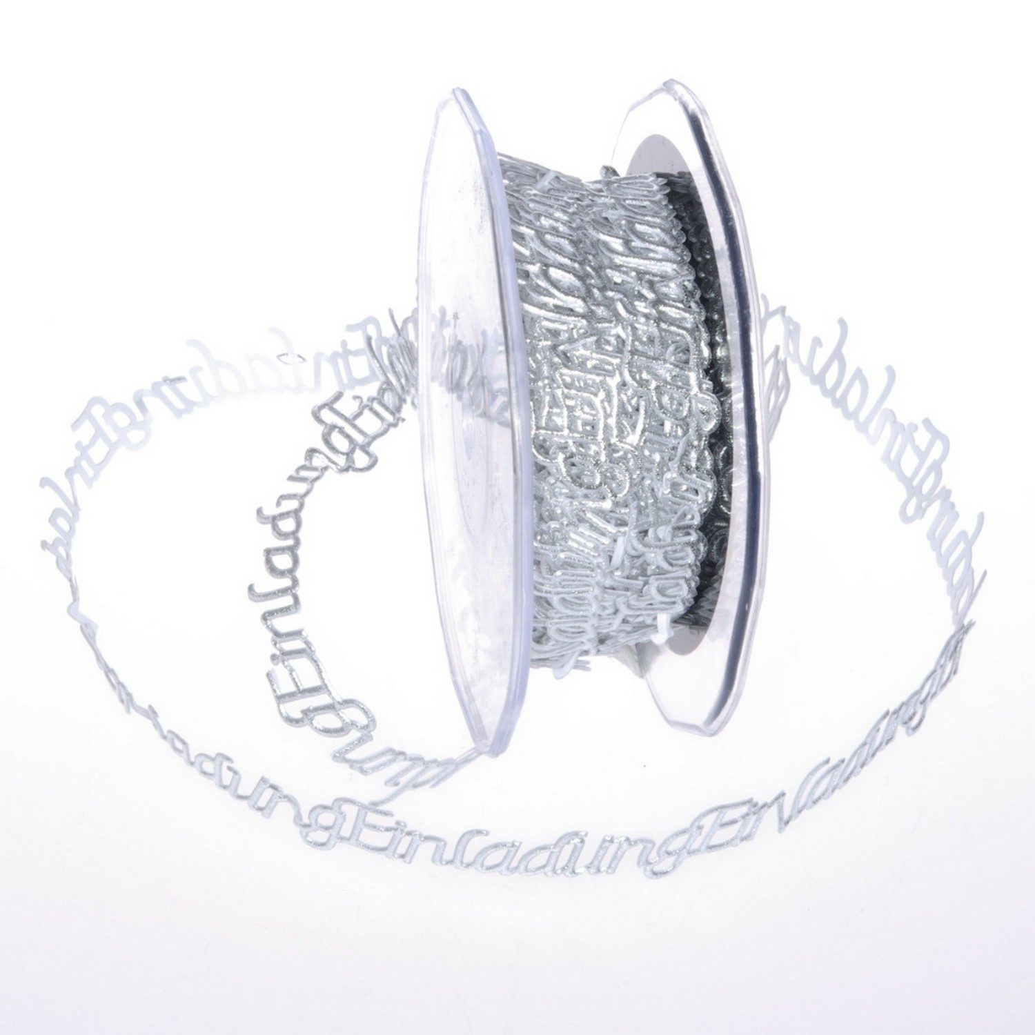 Deko AS Bastelband SeKleBo® - Selbstklebende Bordüre ´Einladung´ Silber - 15mm - 10m - 8, selbsthaftend