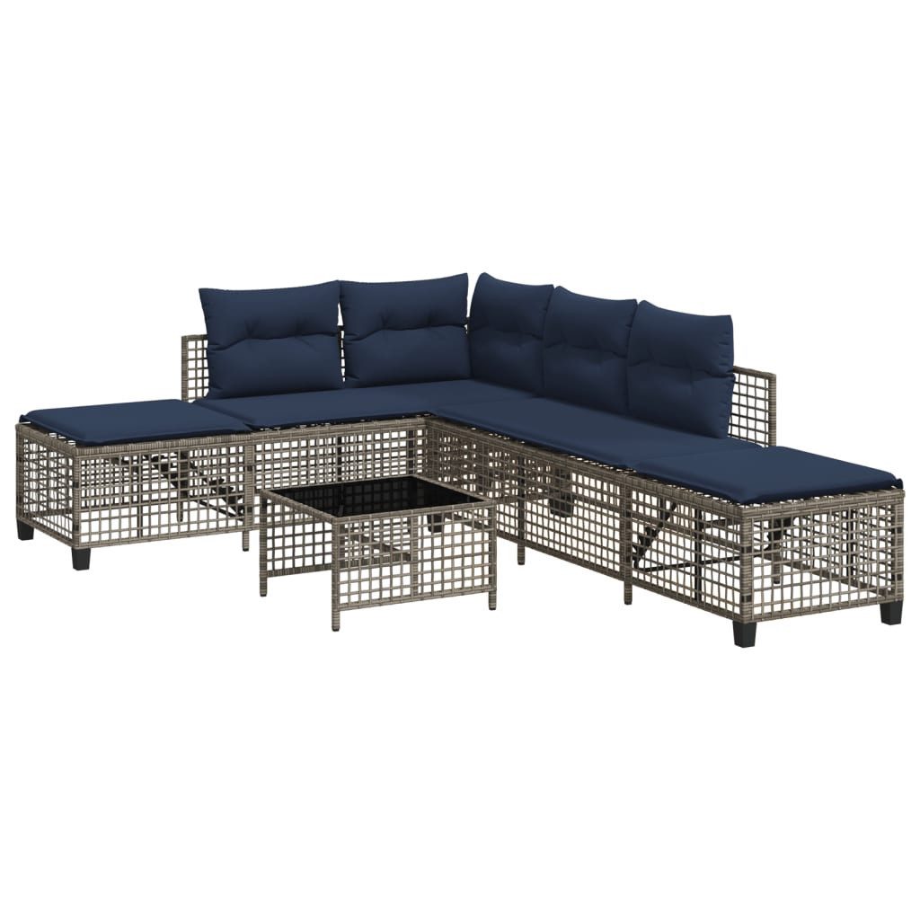 vidaXL Loungesofa 3-teiliges Ecksofa-Set für den Garten mit Kissen, grau, Polyrattan, 1 Teile