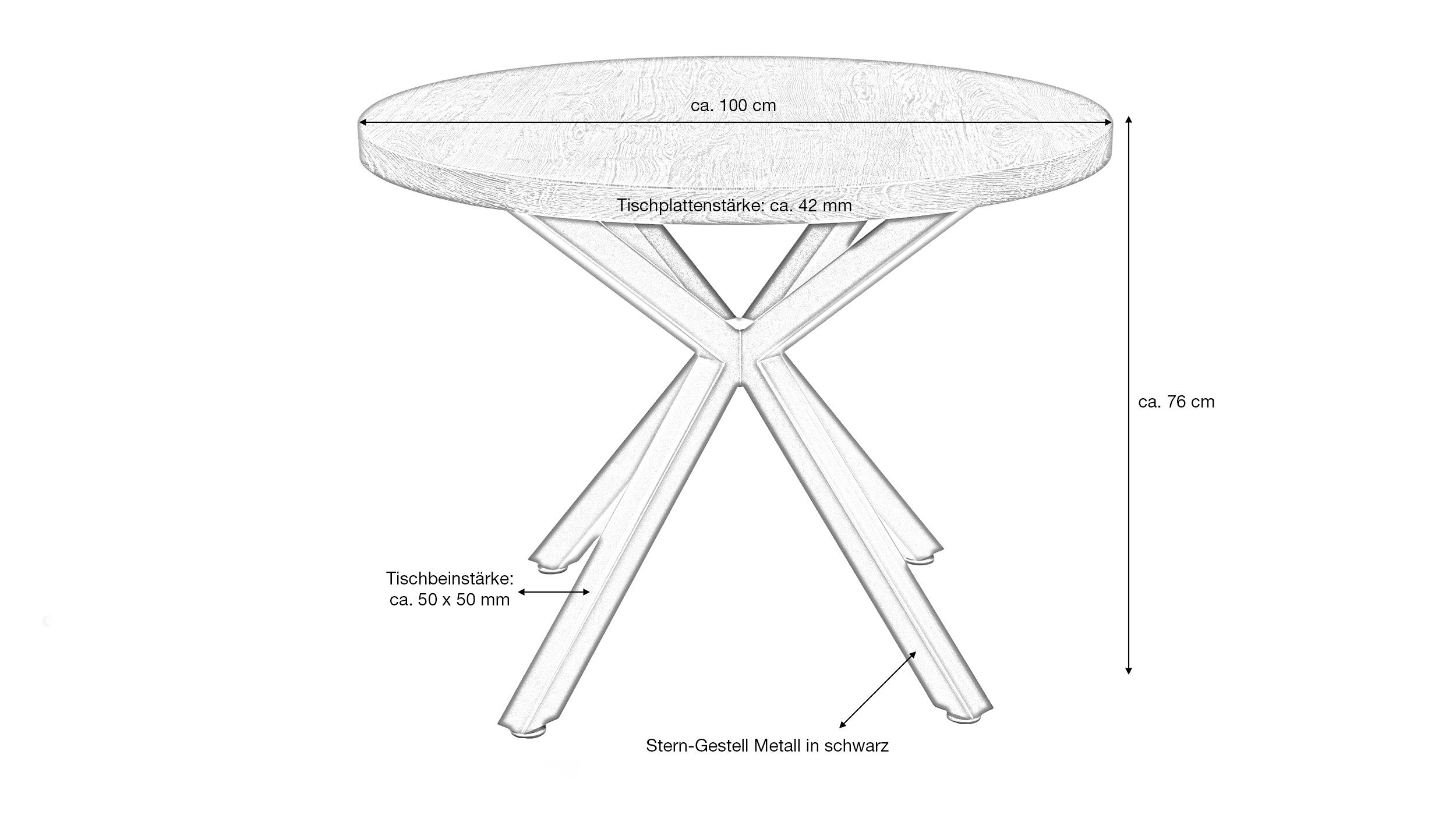 Die Möbelfundgrube® Esstisch DAMIRA 120 oder 100 cm Durchmesser/ rund / Wil günstig online kaufen