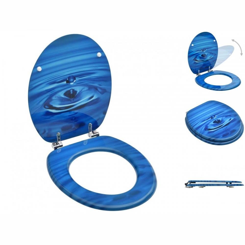 vidaXL WC-Sitz Toilettensitz mit Deckel MDF Blau Wassertropfen-Design