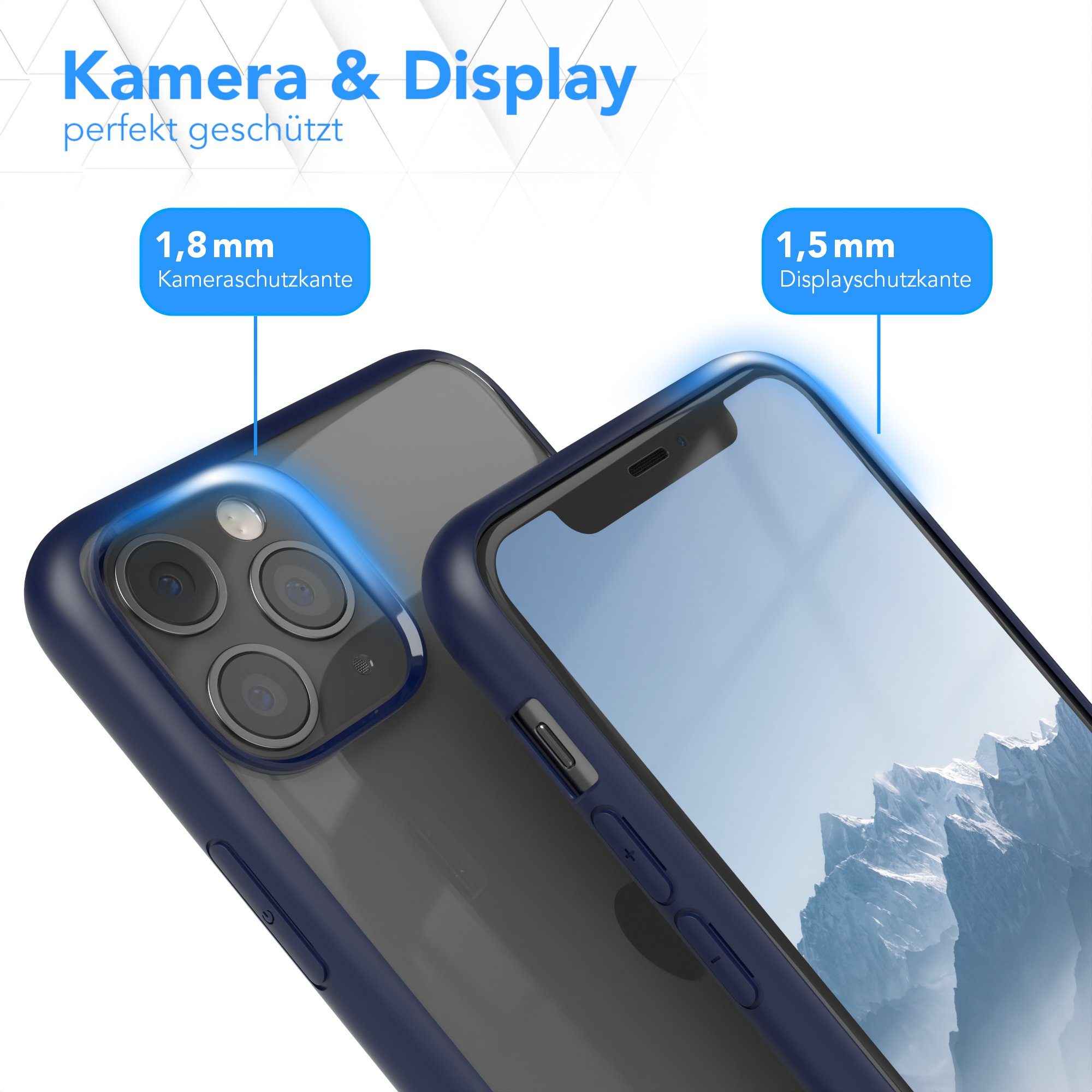 EAZY CASE Handyhülle Bumper Case für Apple iPhone 11 Pro 5,8 Zoll, Handyhülle Dünn mit Kameraschutz Hybrid Handyhülle Rand Nacht Blau