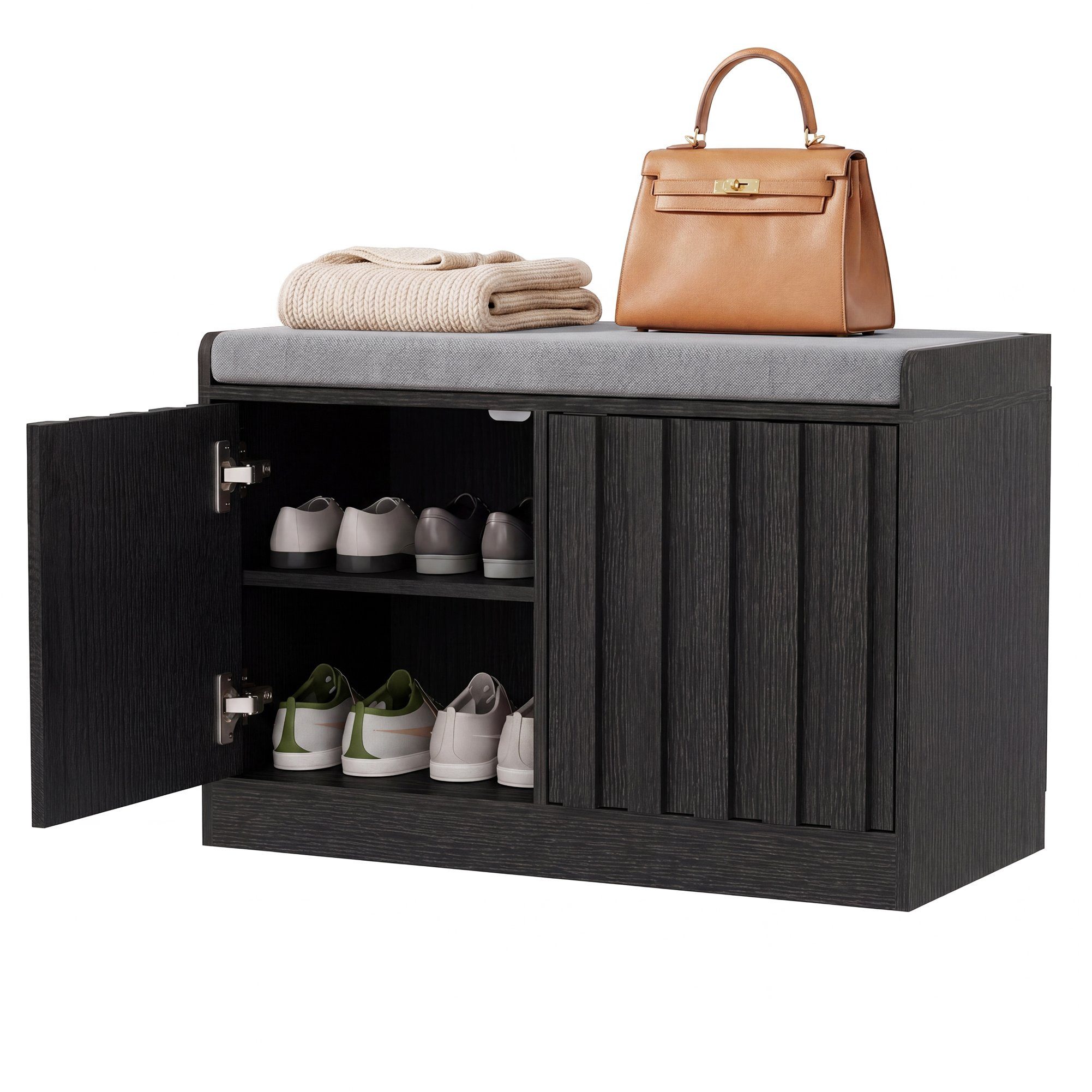 UEV Schuhschrank Sitzbank mit Klappe Holz (Modern Sitzbank im Flur, 66x32x44cm) Schuhschrank für Wohnzimmer Schlafzimmer Flur