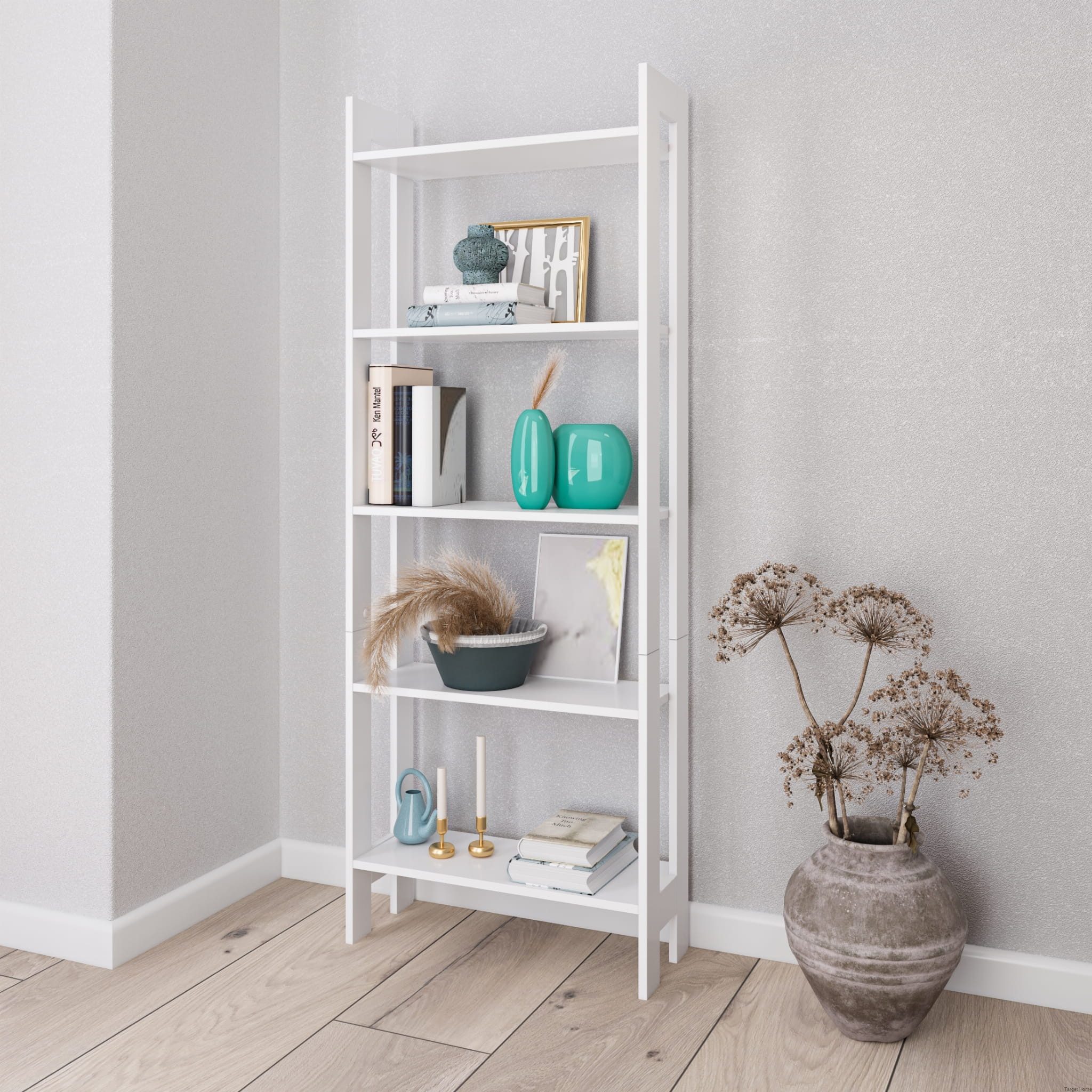 TARGET HOME Leiterregal Stilvolles Stufenregal - Vielseitiges Holzregal für Bücher & Pflanzen