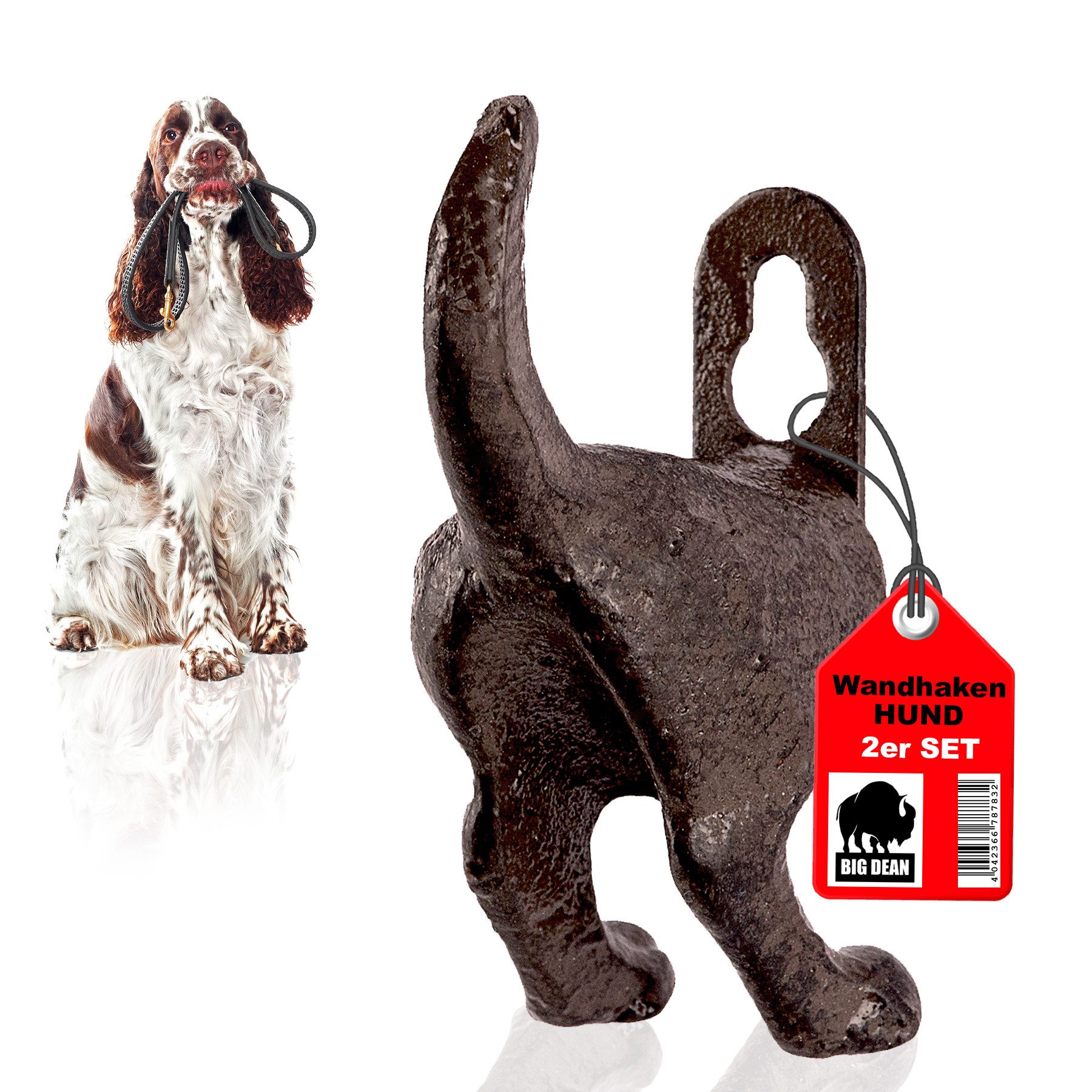 BigDean Wandhaken 2er Set Garderobenhaken Gusseisen Haken Hundeleinen Schlüssel Jacken, (2-St)