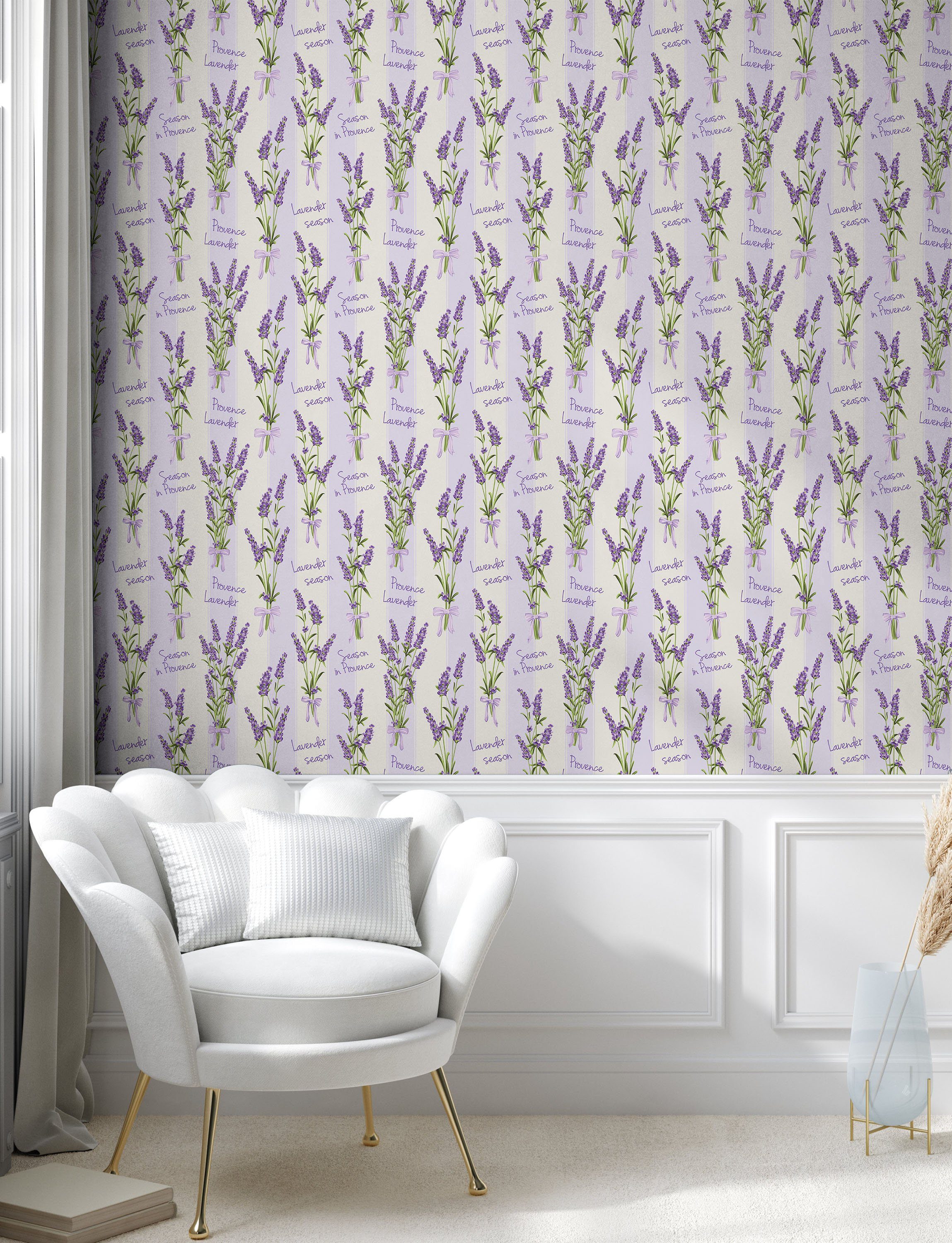 Abakuhaus Vinyltapete selbstklebendes Küchenakzent, und Lavendel Streifen Wohnzimmer Blumen