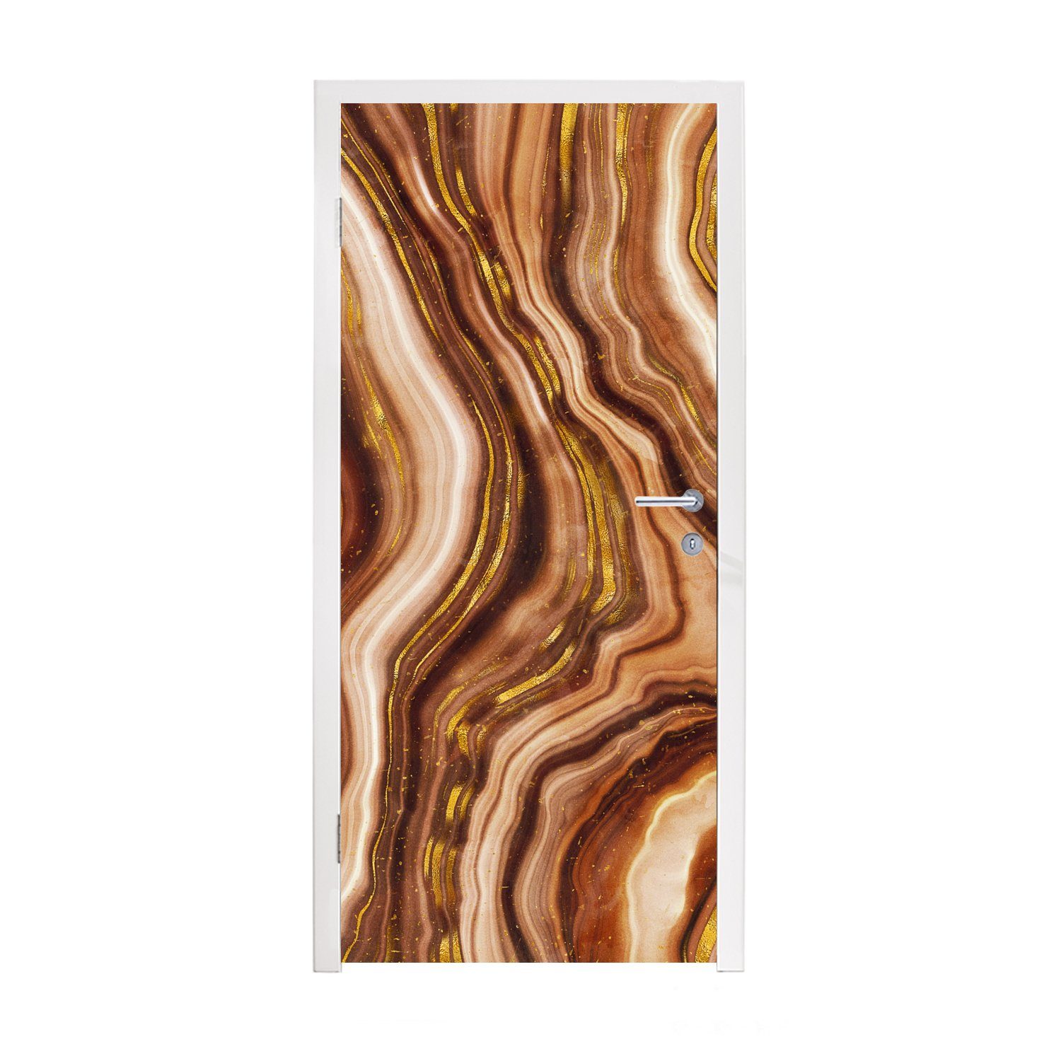 MuchoWow Türtapete Marmor - Gold - Linie, Matt, bedruckt, (1 St), Fototapete für Tür, Türaufkleber, 75x205 cm