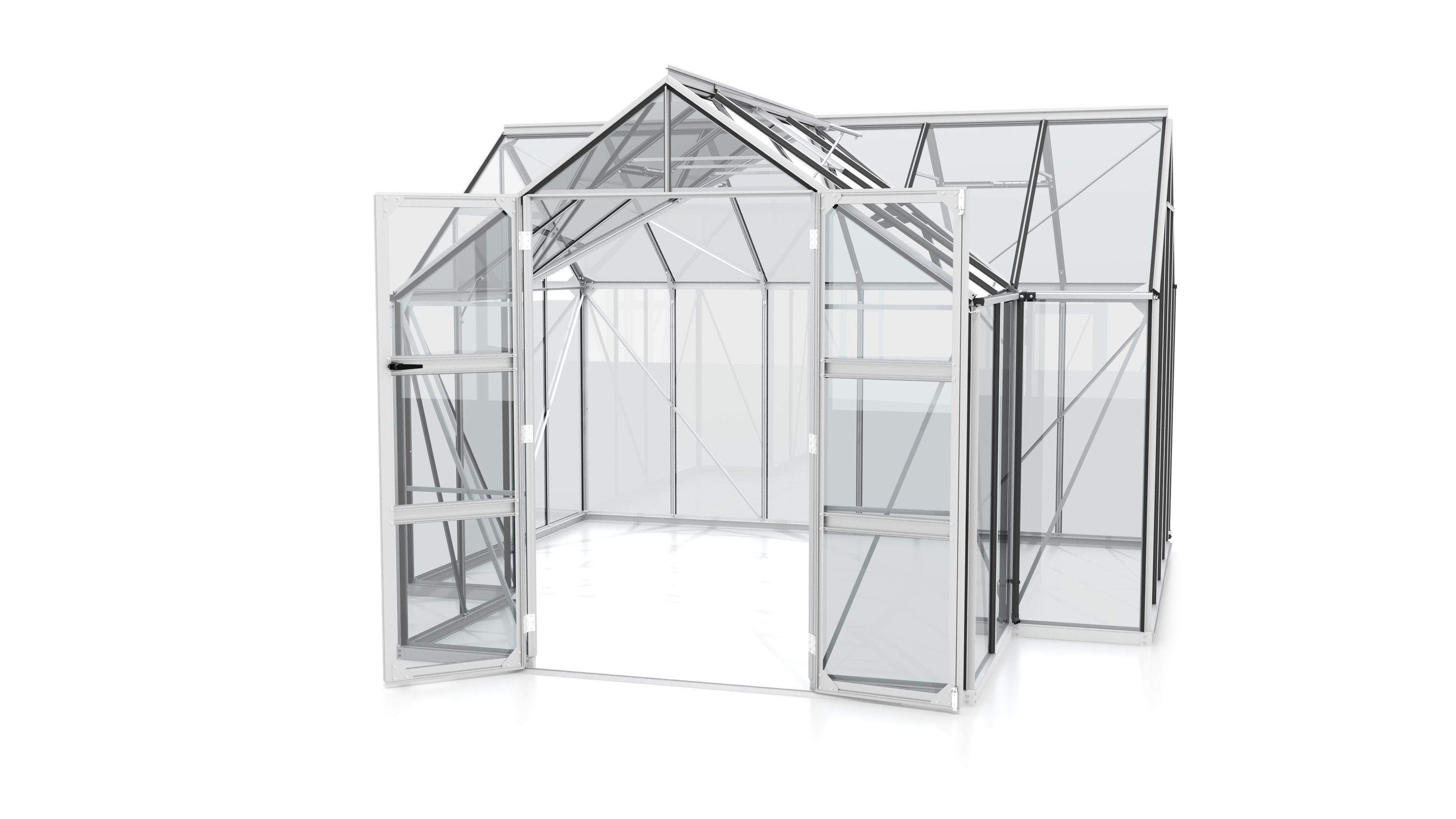 Vitavia Gewächshaus Clarus ESG3mm Alu Vitavia B 3,83 x T 3,83 x H 2,54 m Orangerie silberfarben | Rabatt: 27%