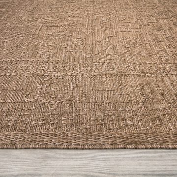 Teppich Rimini 413, Paco Home, rechteckig, Höhe: 4 mm, Flachgewebe, Uni Farben, Hoch-Tief Effekt, In- und Outdoor geeignet