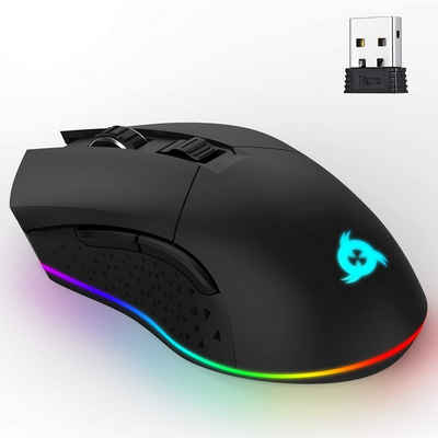 KLIM »Blaze Black wireless hochleistungs Gaming-Maus,  mit DPI-Anpassung« Gaming-Maus (Funk, ergonomisch für beide Hände, wiederaufladbar)