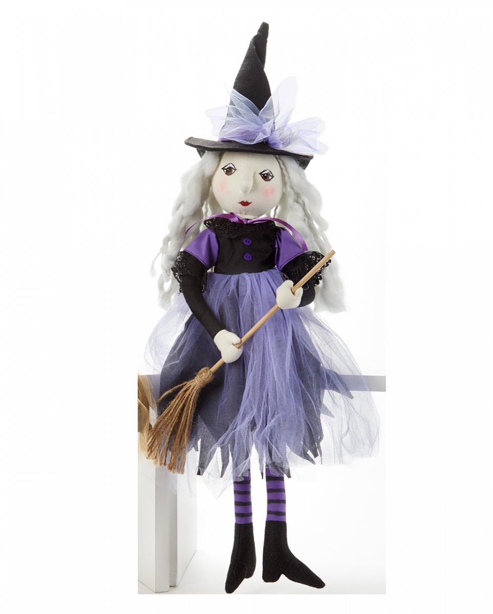 Horror-Shop Dekofigur Lila Halloween Hexe Kantenhocker Figur zur Dekorat