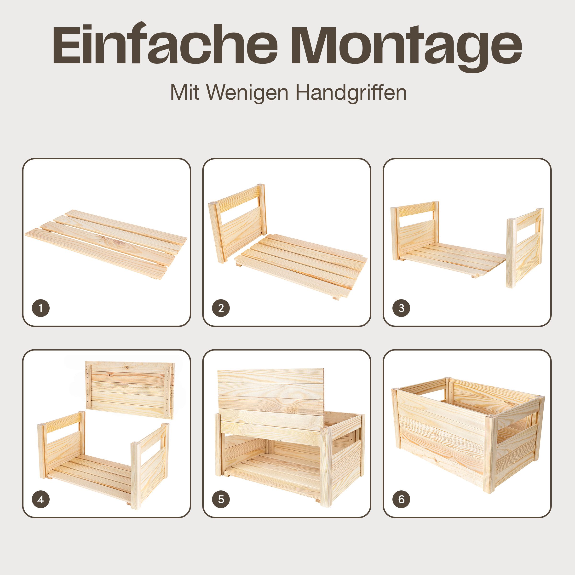 Creative Deco Holzkiste Faltbare Holzkiste Klappkiste, Einfache Montage ohne Werkzeug
