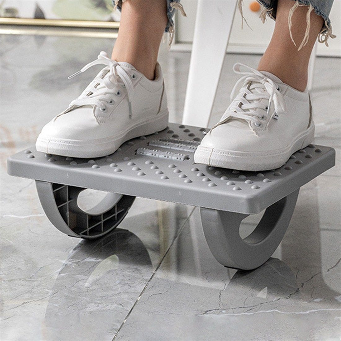 Weiß Schreibtisch, Massage Funktion Fußstütze mit Fußablage Rutschfeste Fußstütze Rutaqian