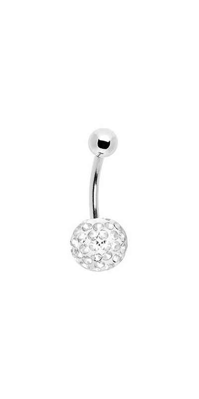 Karisma Bauchnabelpiercing Titan G23 Bauchnabel Piercing Mit Kristall Elements 8mm Kugel Beschichtet- Weiss - 12.0 Millimeter