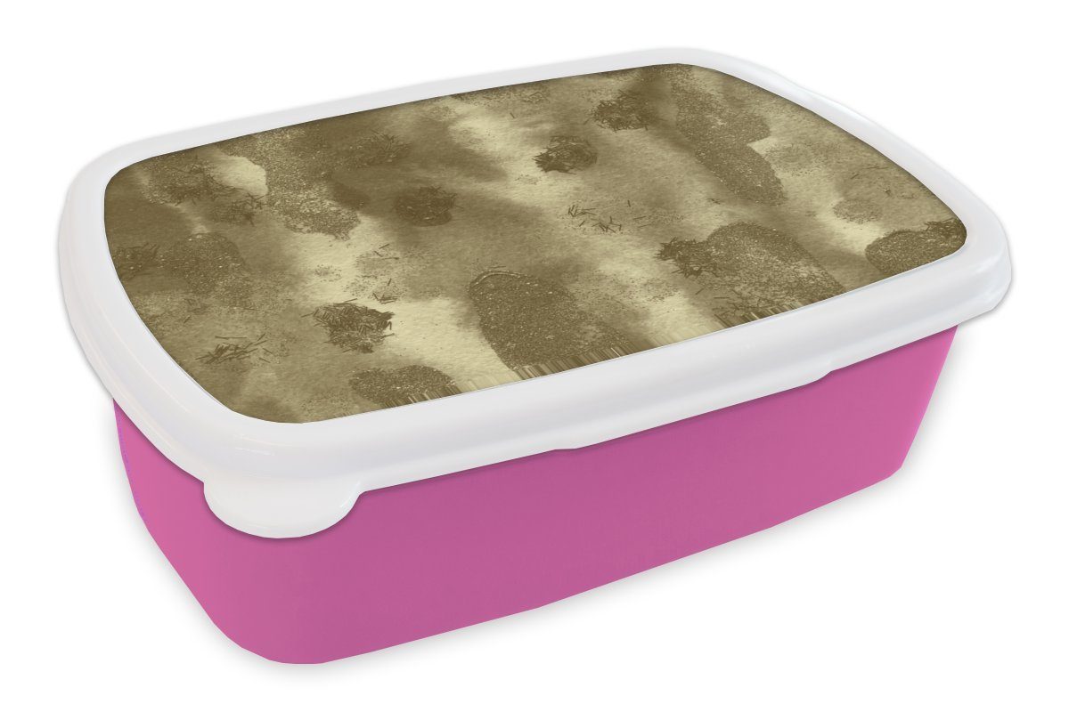 für Brotbox Erwachsene, Gold Brotdose rosa Textur Abstrakt, Kunststoff Lunchbox Kunststoff, - - Mädchen, MuchoWow Snackbox, Kinder, (2-tlg),