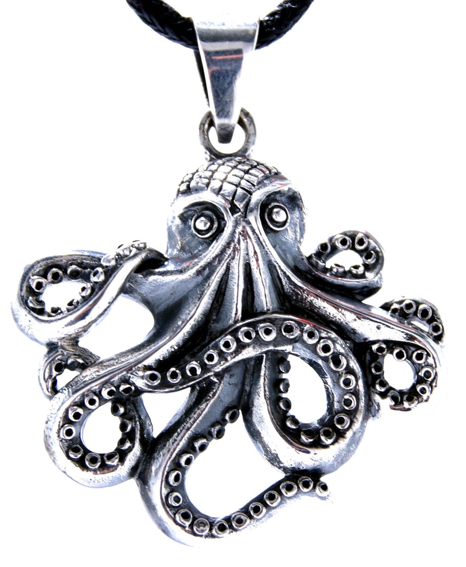 Kiss of Leather Kettenanhänger Oktopus Anhänger aus 925 Silber Octopus Tintenfisch Krake