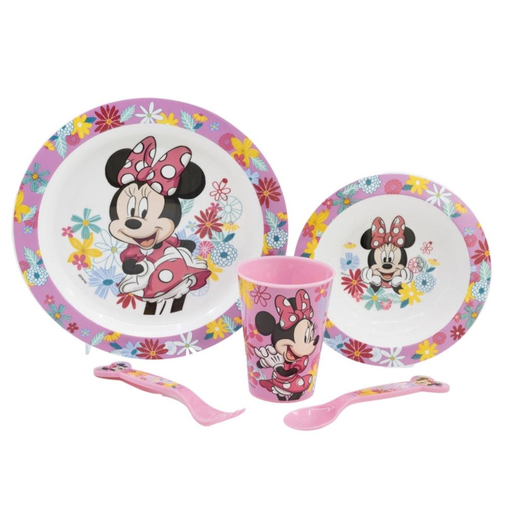 Geschirr-Set Minnie Maus Plastik Geschirr Set 5-Teile Kunststoffset für Kinder