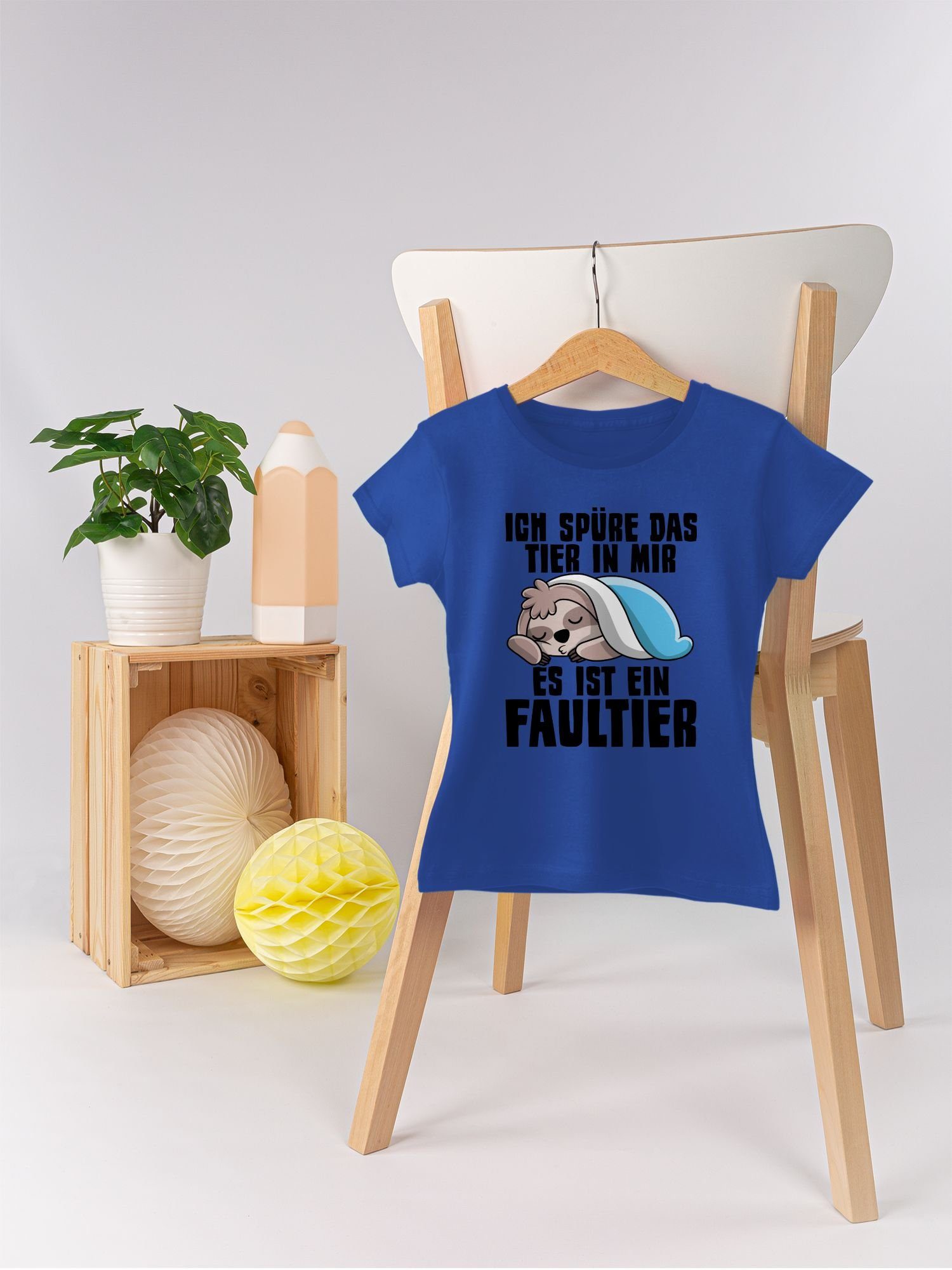 Tier Shirtracer Sprüche 2 mir Ich T-Shirt Royalblau ein spüre Statement Faultier das ist es Kinder in