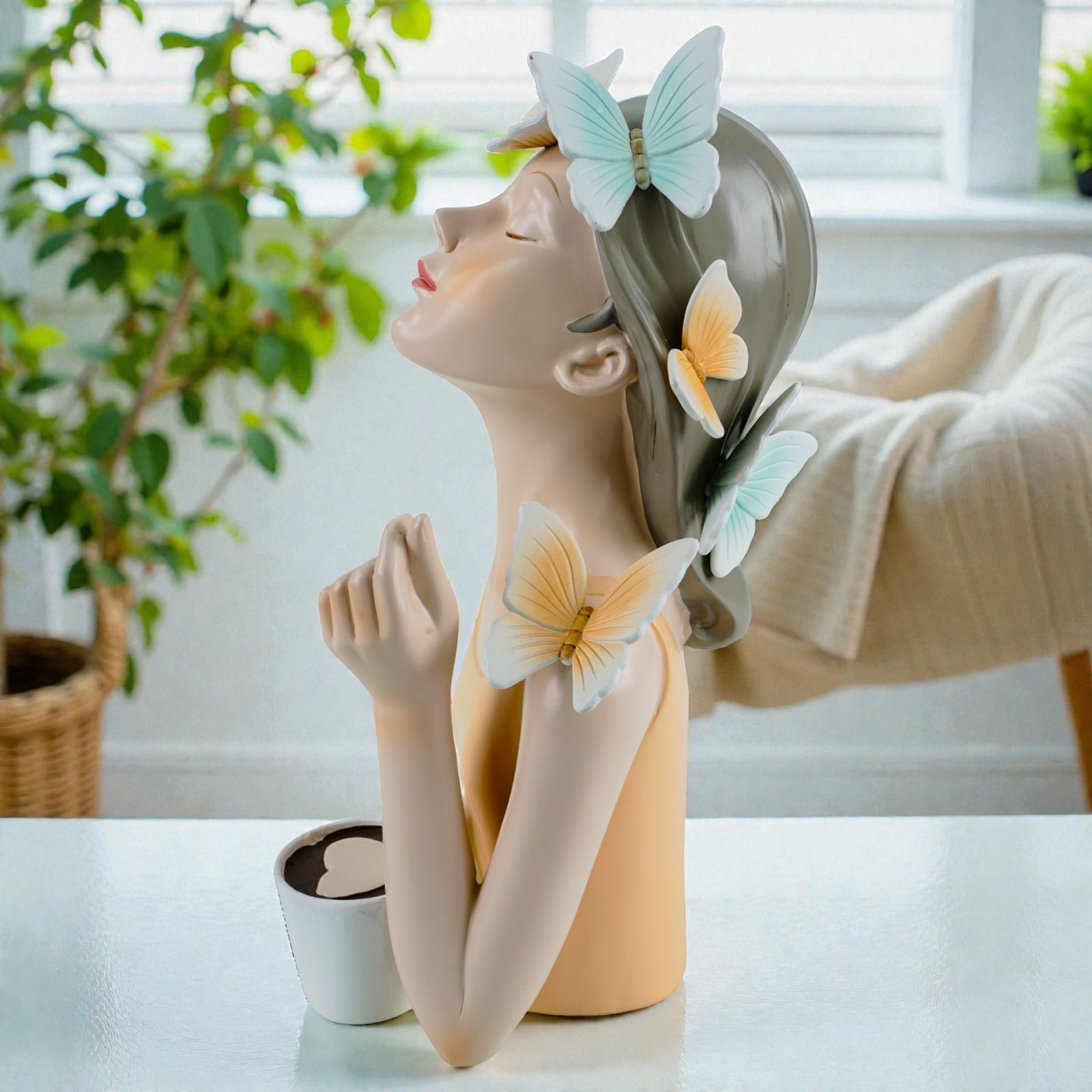 formano Dekofigur Deko Büste Dame modern Dekofigur Frauenbüste Handbemalt 26 cm – Bild 3 von 5