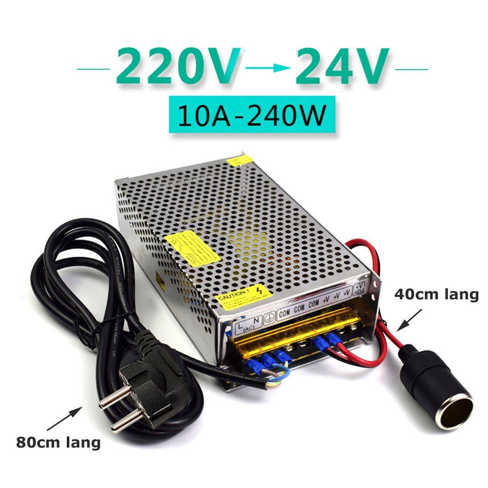 Bolwins D83C Bolwins AC/DC Schaltnetzteil Netzteil Adapter 230V / 24V 10A 240W AC/DC-Einbaunetzteil (AC auf DC Wandler Konstantspannung 24V Metallgehäuse mit Kühlung)