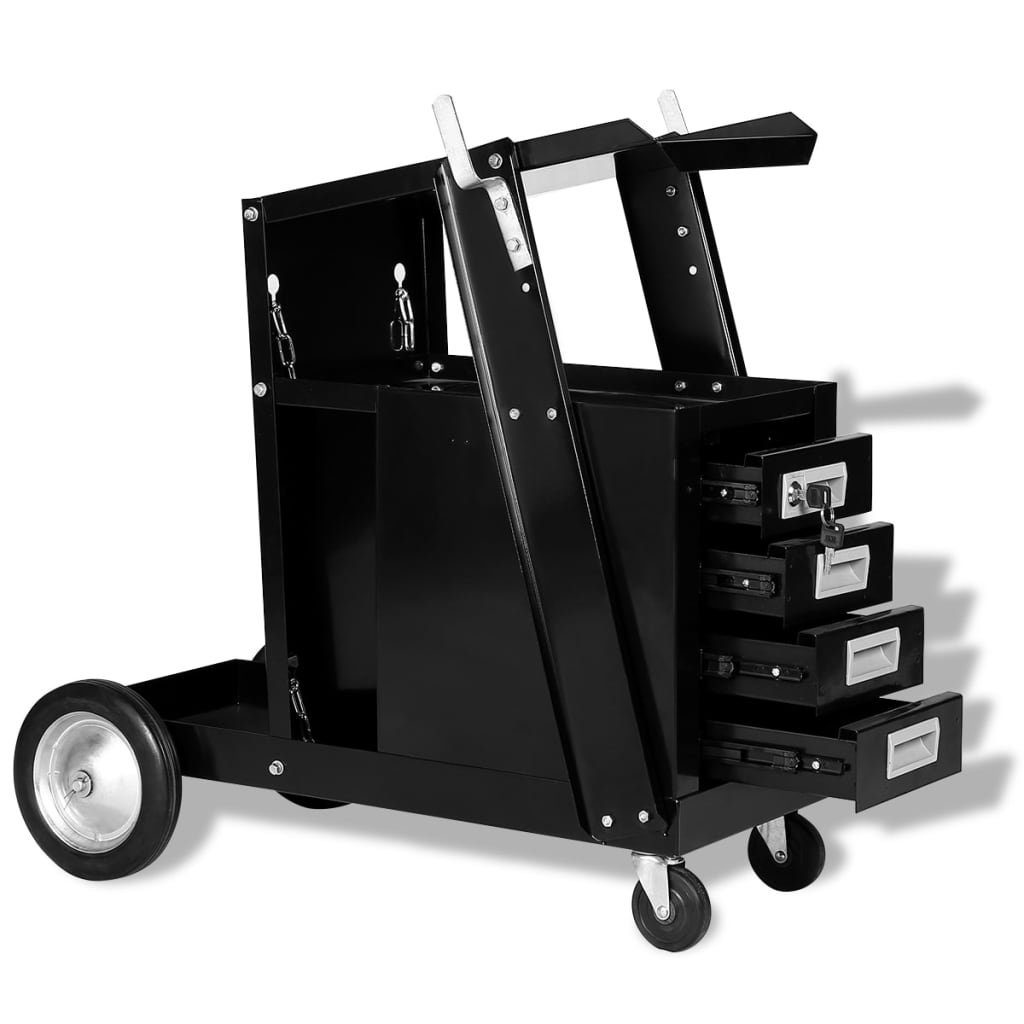 Werkzeugbox Schweißwagen mit 4 Schubladen Schwarz