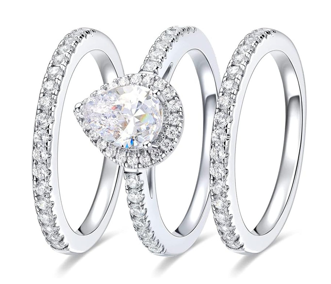 Jumpeak Verlobungsring Ring-Set,2ct,D,VS1,2EX,Diamantring für Damen,Ehering,14K Weißgold, Geschenk für frau,Geschenk ideen für frau,Liebes geschenk für sie