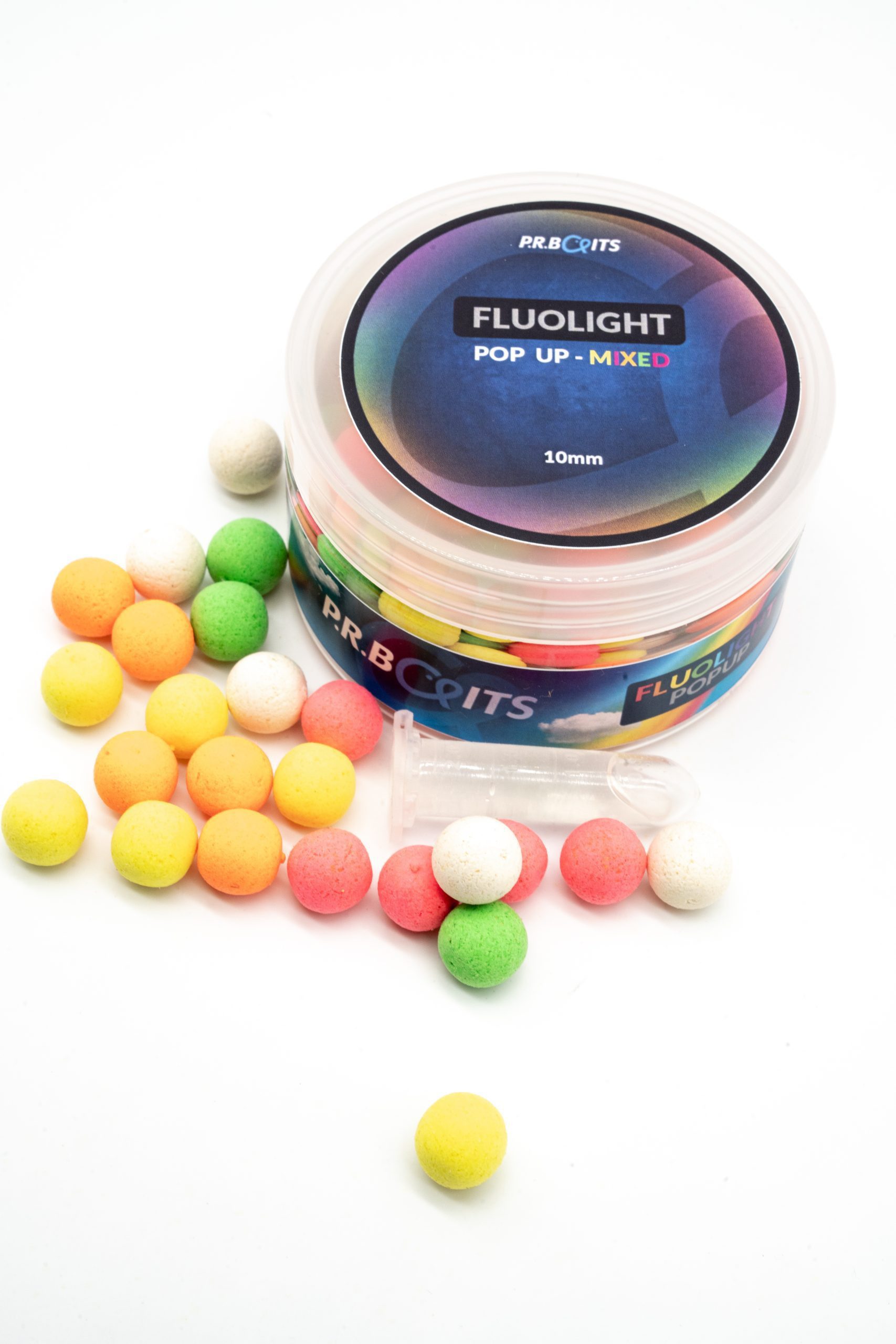 P.R. Baits Kunstköder P.R. Baits Fluolight Pop Ups – Mixed - Boilie Aroma Geheimzutat - 10mm, (Dose), Verschiede Farben