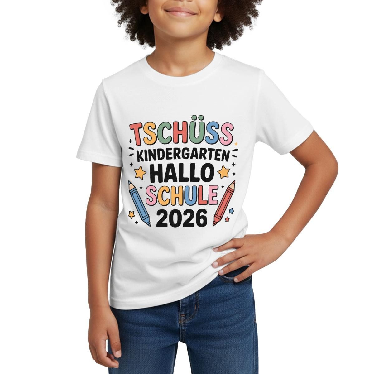 T-Shirt Tschüss Kindergarten Hallo Schule 2026 Kinder T-Shirt