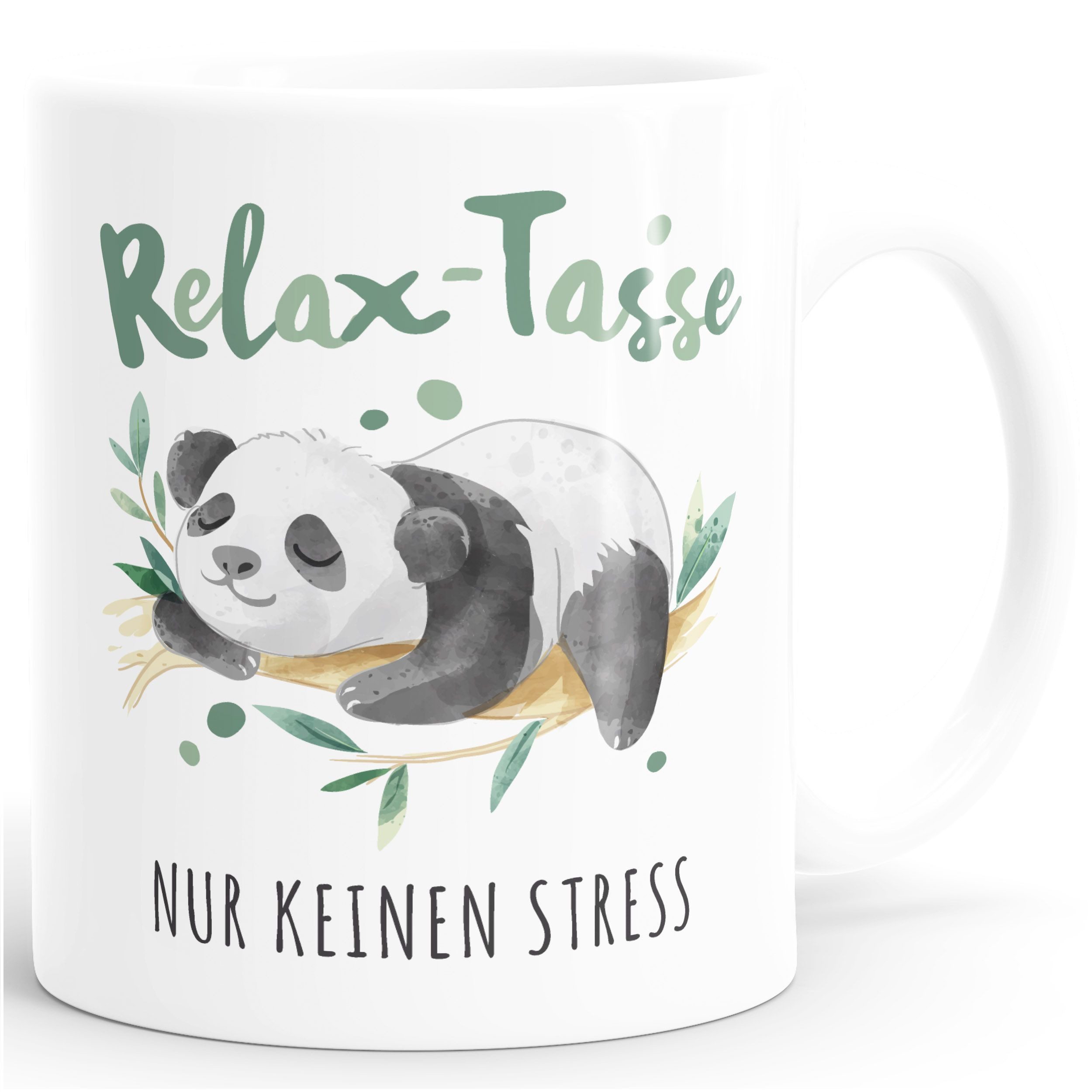 SpecialMe Tasse SpecialMe® Kaffebecher Relax-Tasse Panda Spruch Nur keinen Stress, Keramik