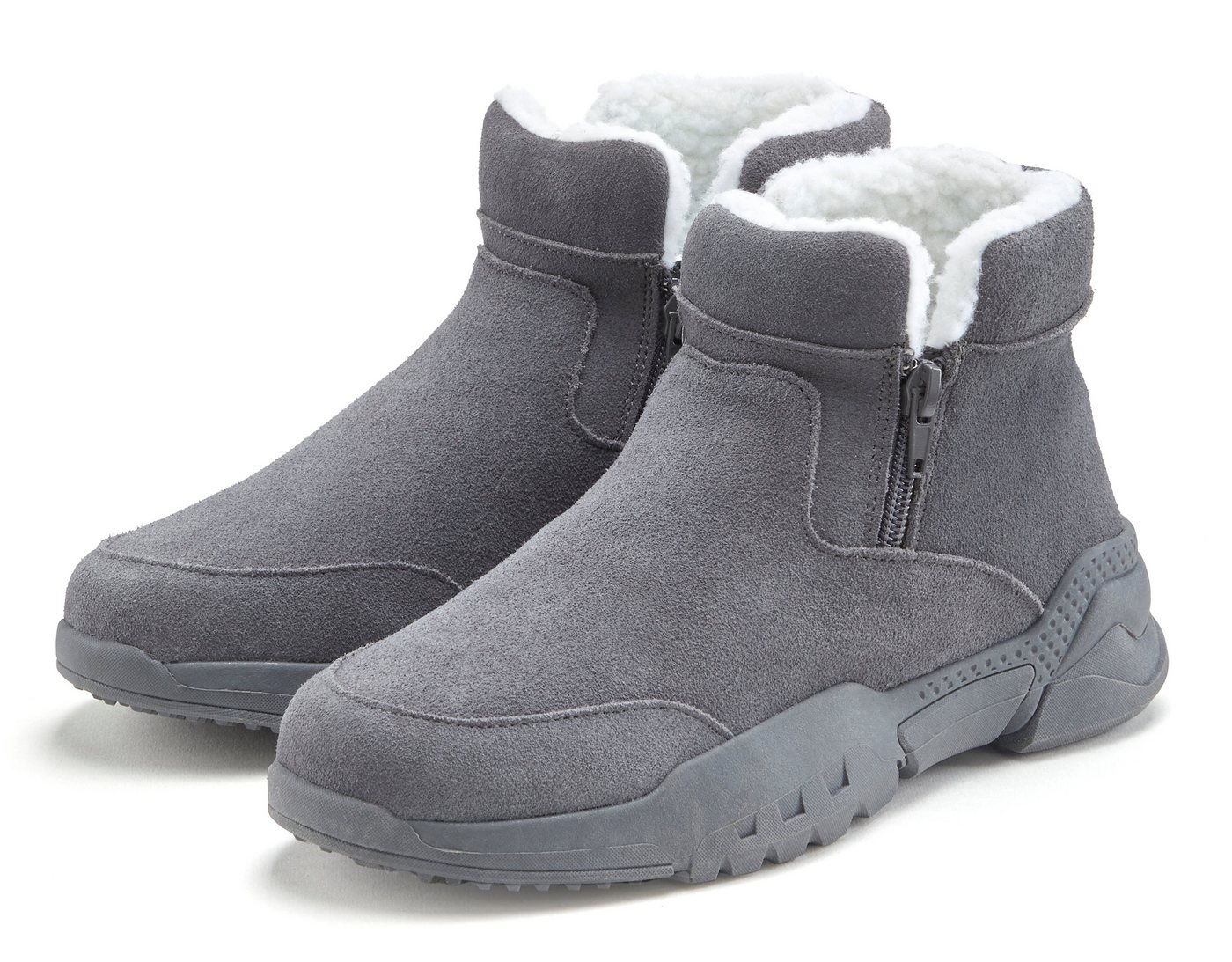 Vivance by Lascana Winterstiefel, Stiefel, Boots, Outdoorboots, Stiefelette aus weichem Veloursleder mit Warmfutter