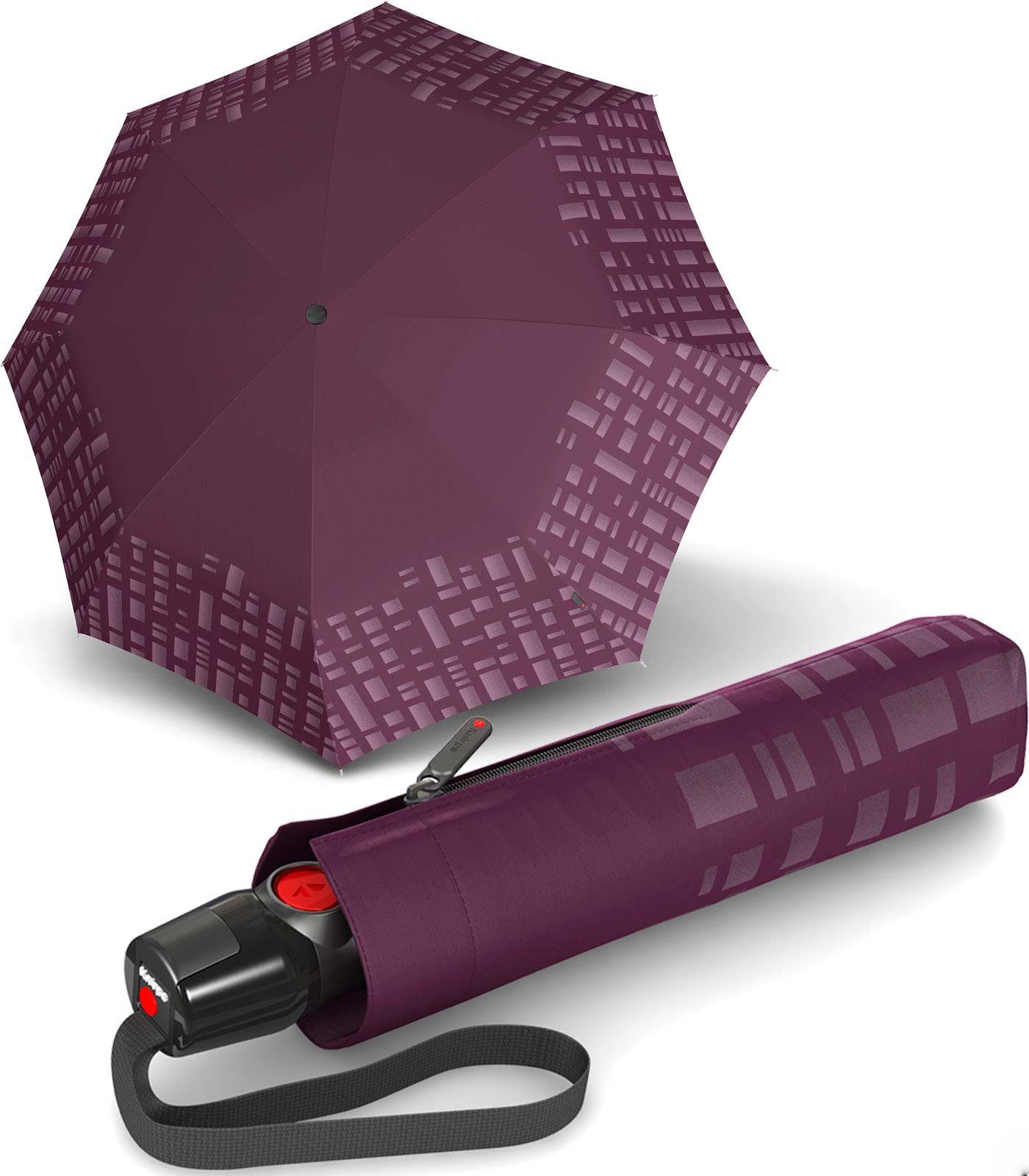 Knirps® Taschenregenschirm T.200 Duomatic stabil, purple sturmfest und Solids Reflective, reflektierend Auf-Zu-Automatik