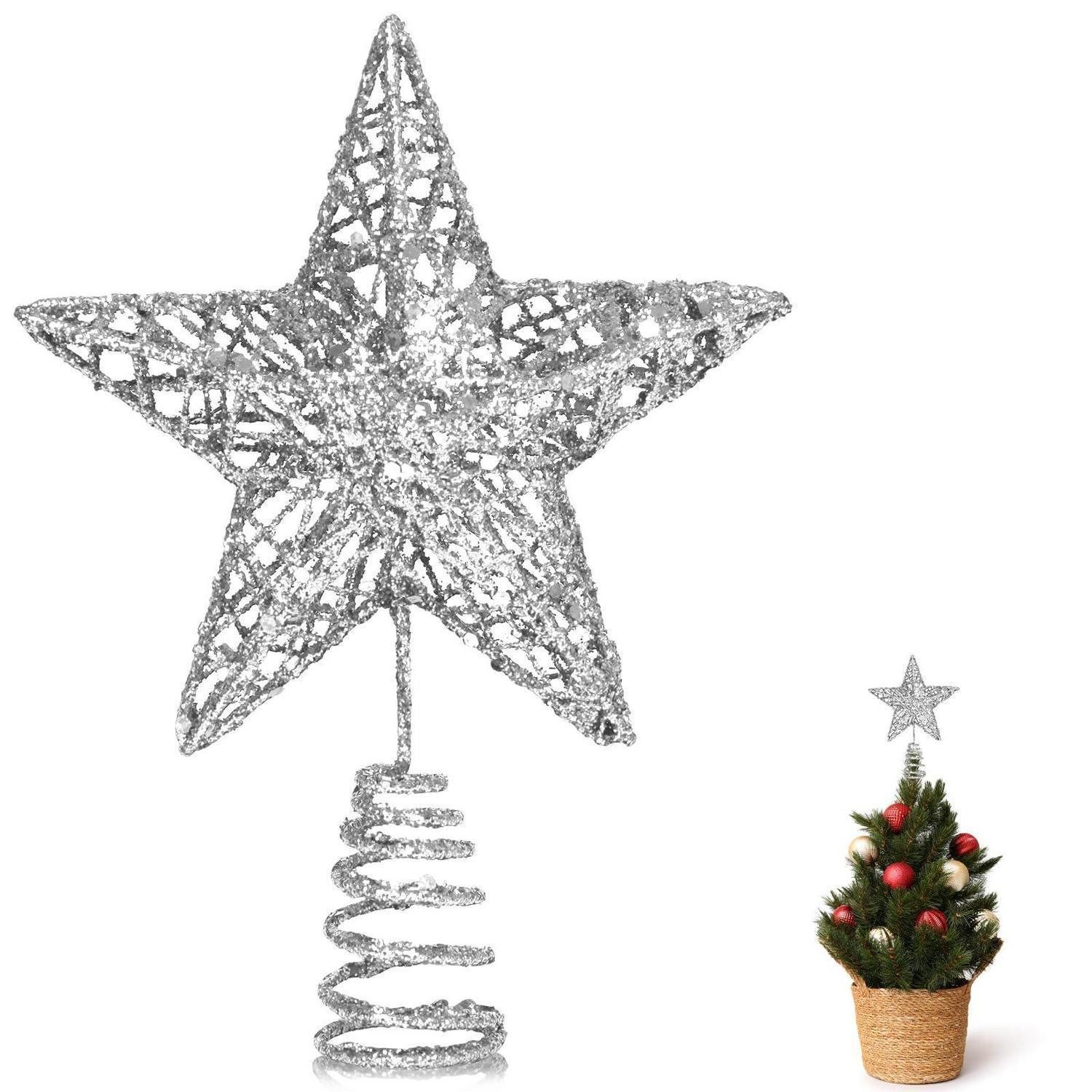 LuxusKollektion Christbaumspitze Christbaumspitze Stern 3D Metallic Silber S